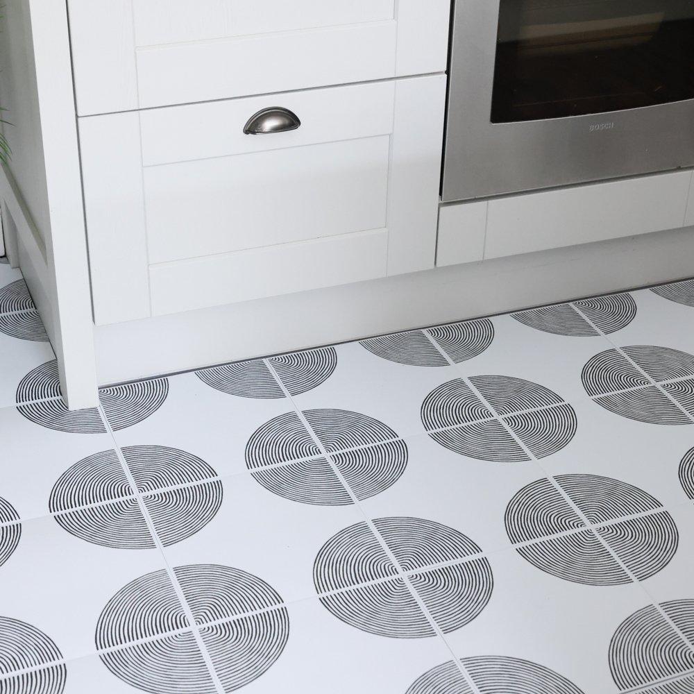 White & Black - Floor Pops - Self Adhesive Vinyl Floor Tiles Luminary - 1