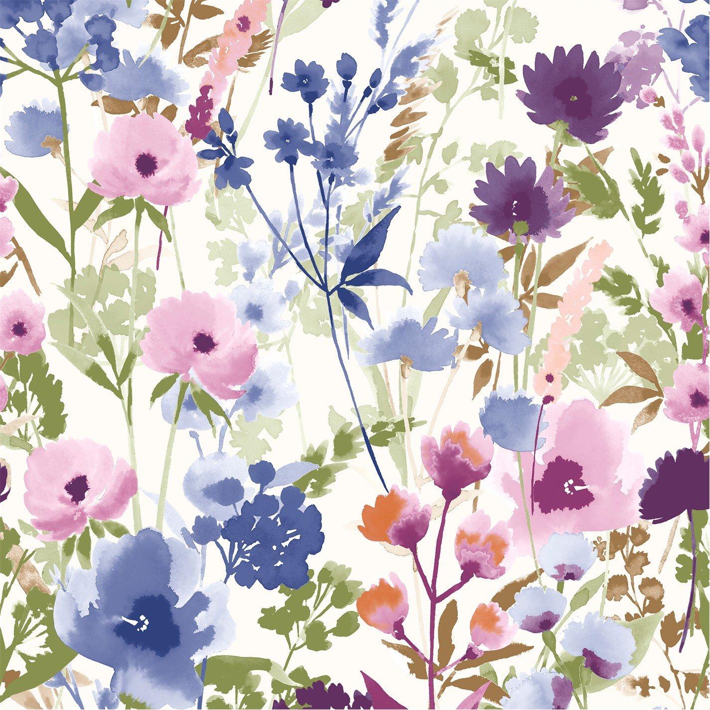 Pink / Blue - Catherine Lansfield - Countryside Floral Wallpaper - 1