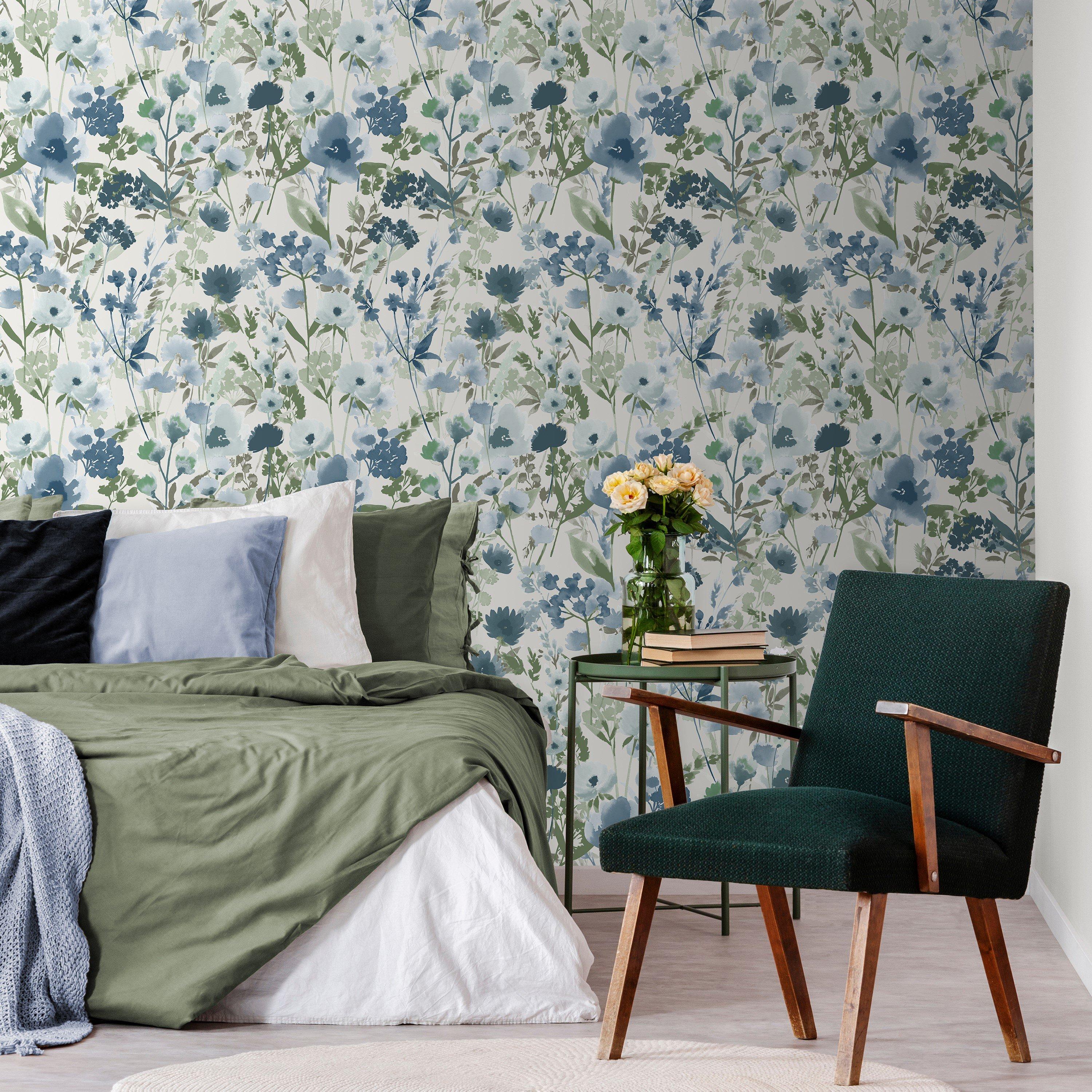Blue - Catherine Lansfield - Countryside Floral Wallpaper - 2