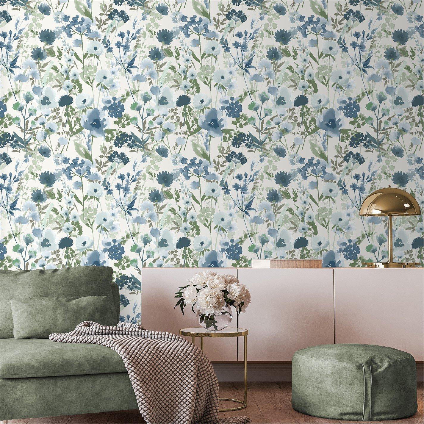 Blue - Catherine Lansfield - Countryside Floral Wallpaper - 3