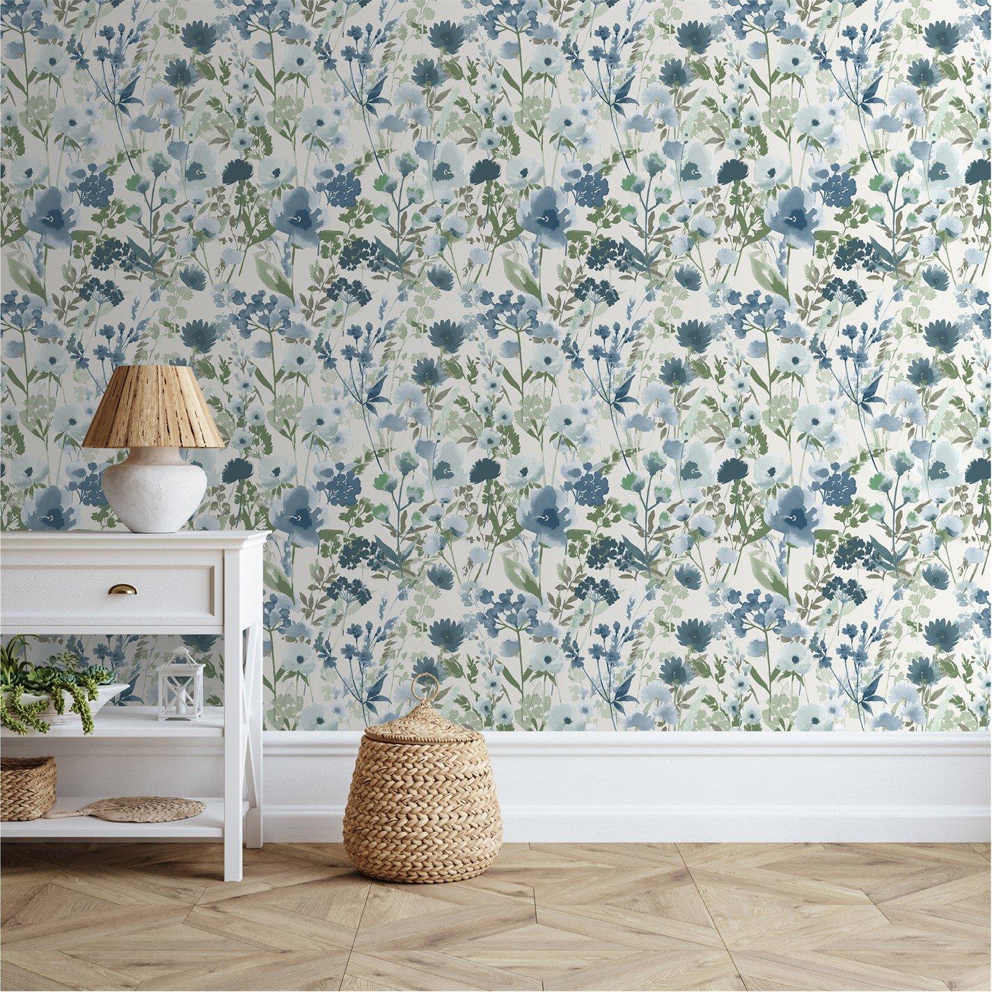 Blue - Catherine Lansfield - Countryside Floral Wallpaper - 4