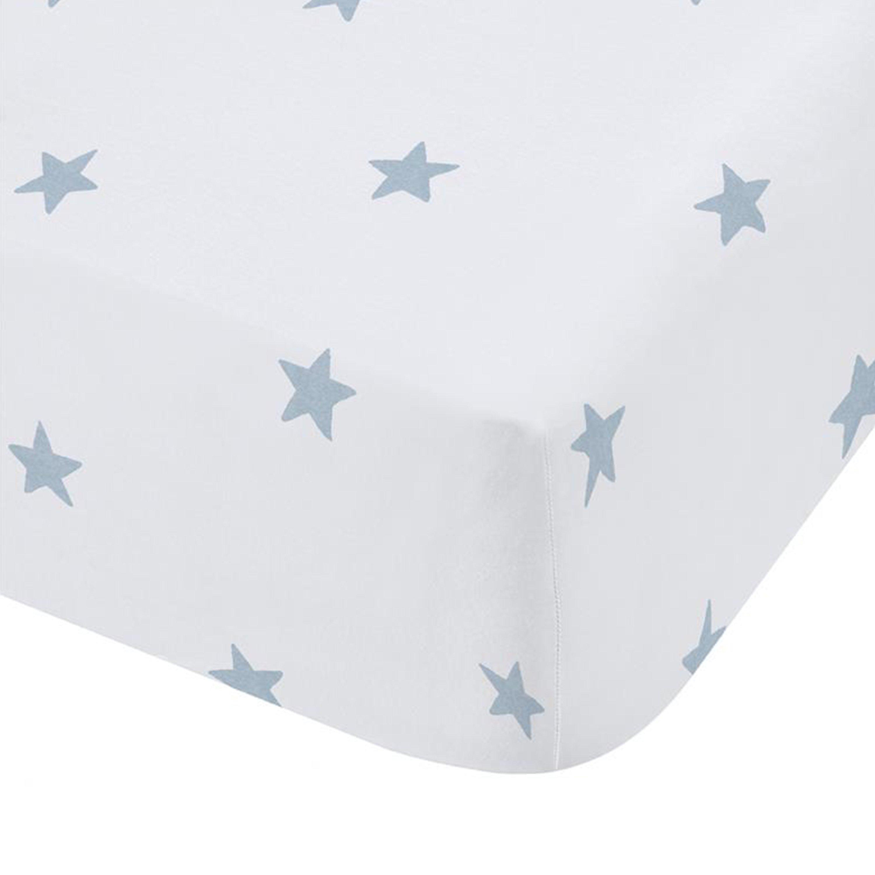 Blue - Bianca - Mini Star & Stripes Cotton Fitted Sheet - 3