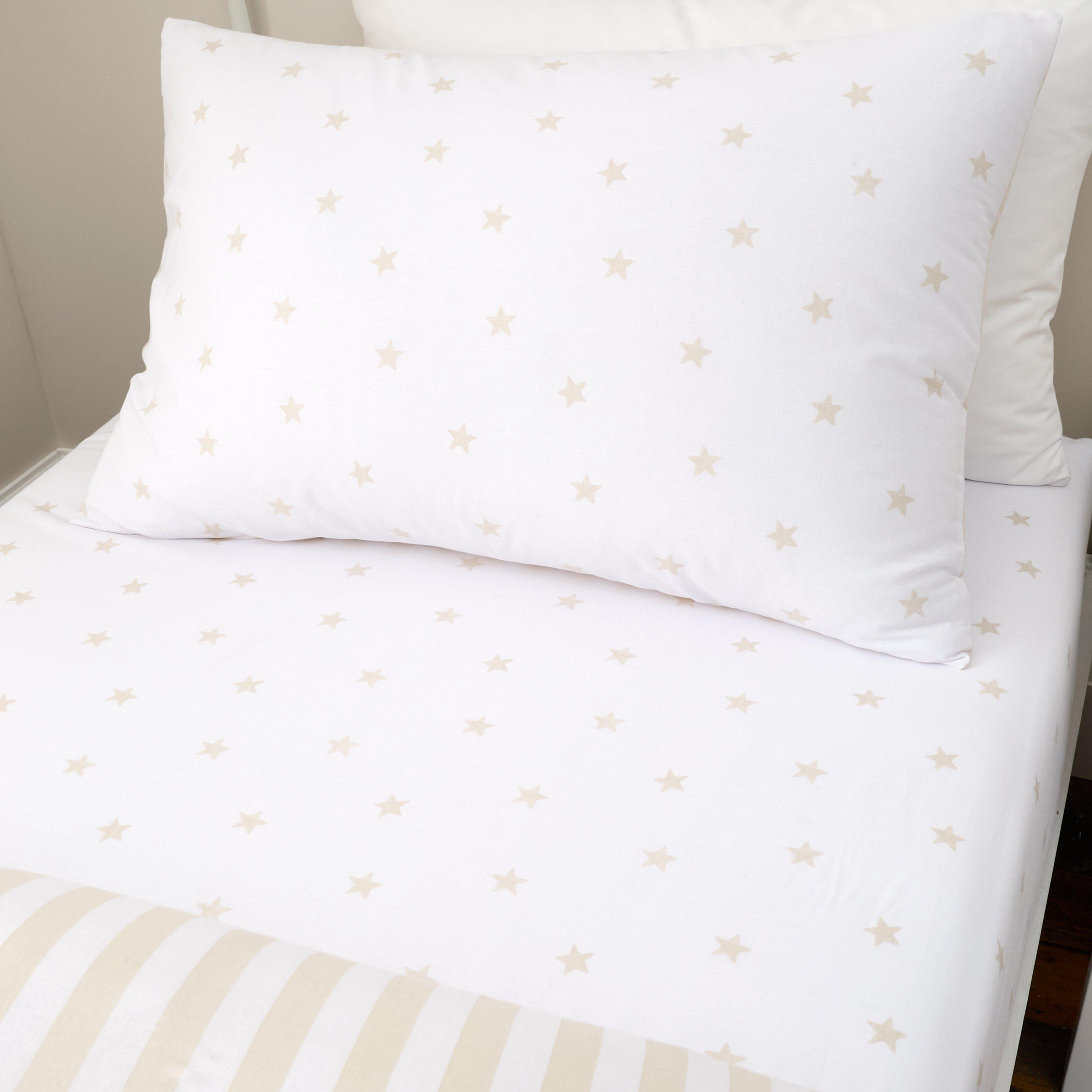 Natural - Bianca - Mini Star & Stripes Cotton Fitted Sheet - 1