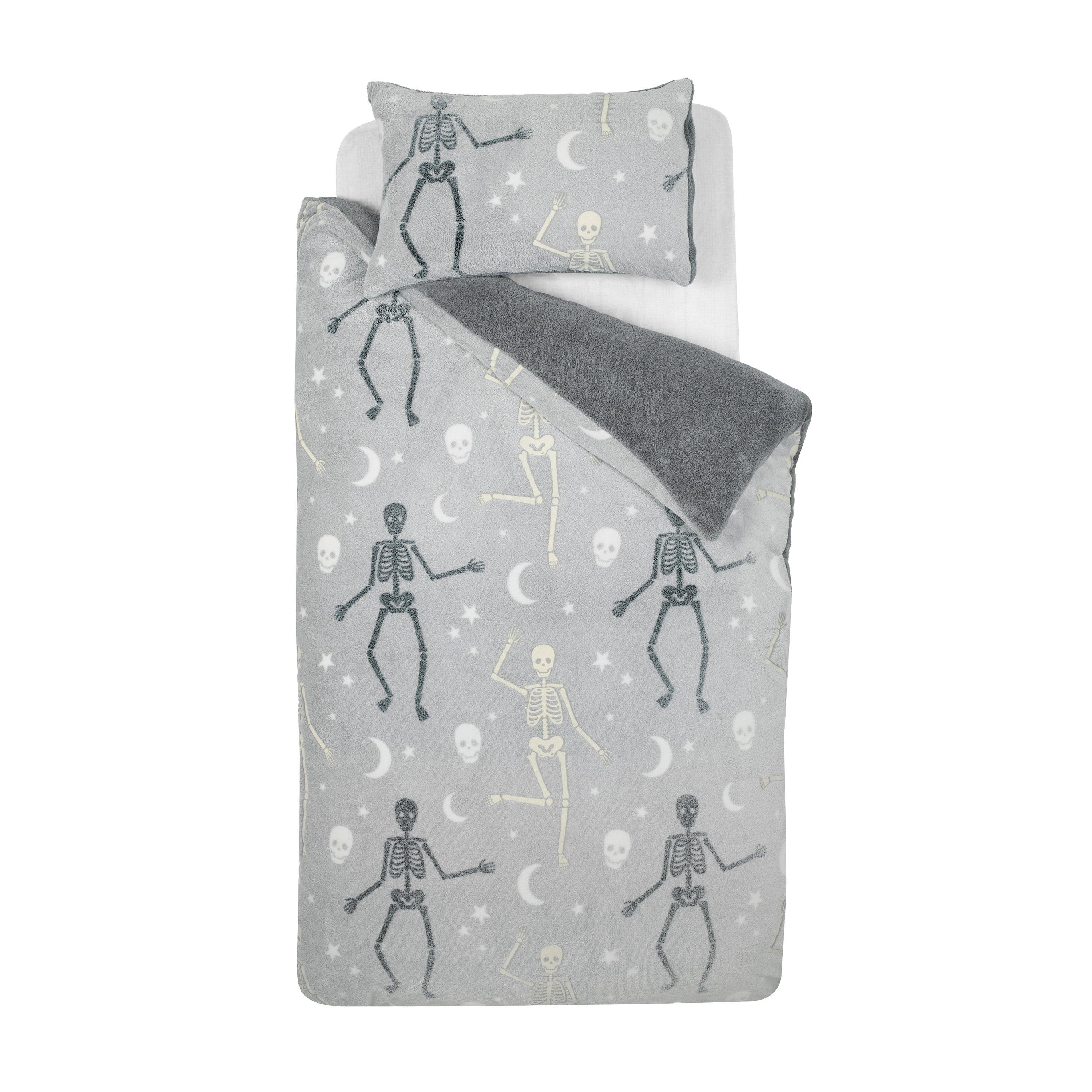 Grey - Catherine Lansfield - Halloween Skeleton Glow in the Dark Duvet Set - 5