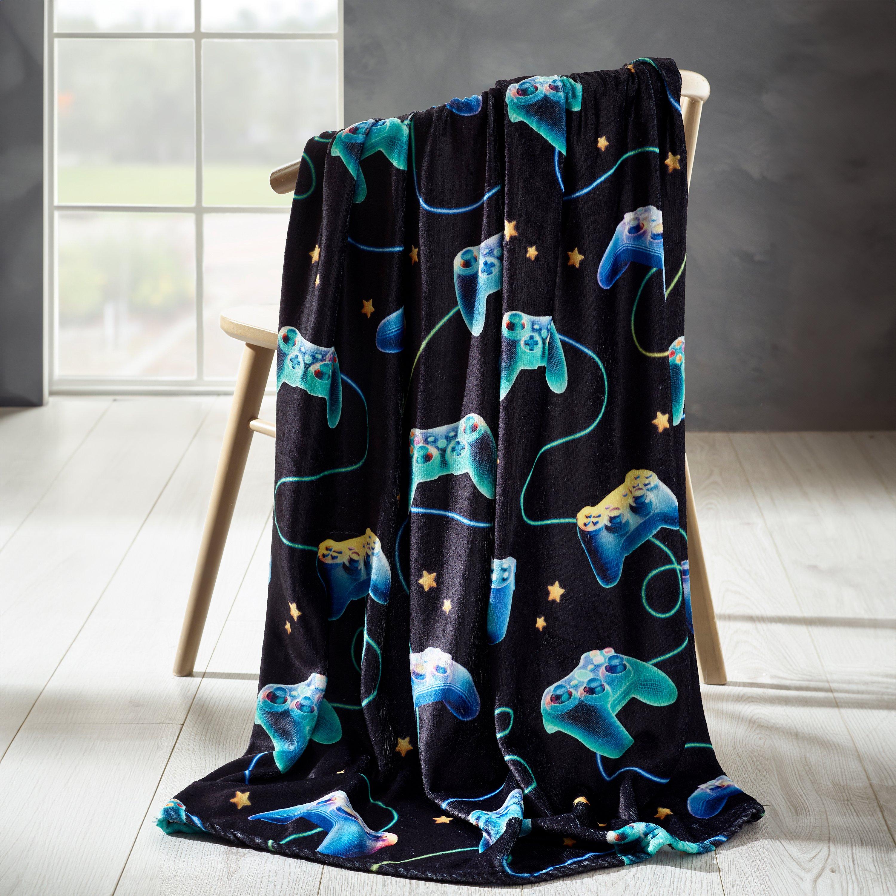 Black - Catherine Lansfield - Gamer Cosy Fleece Blanket Throw - 1