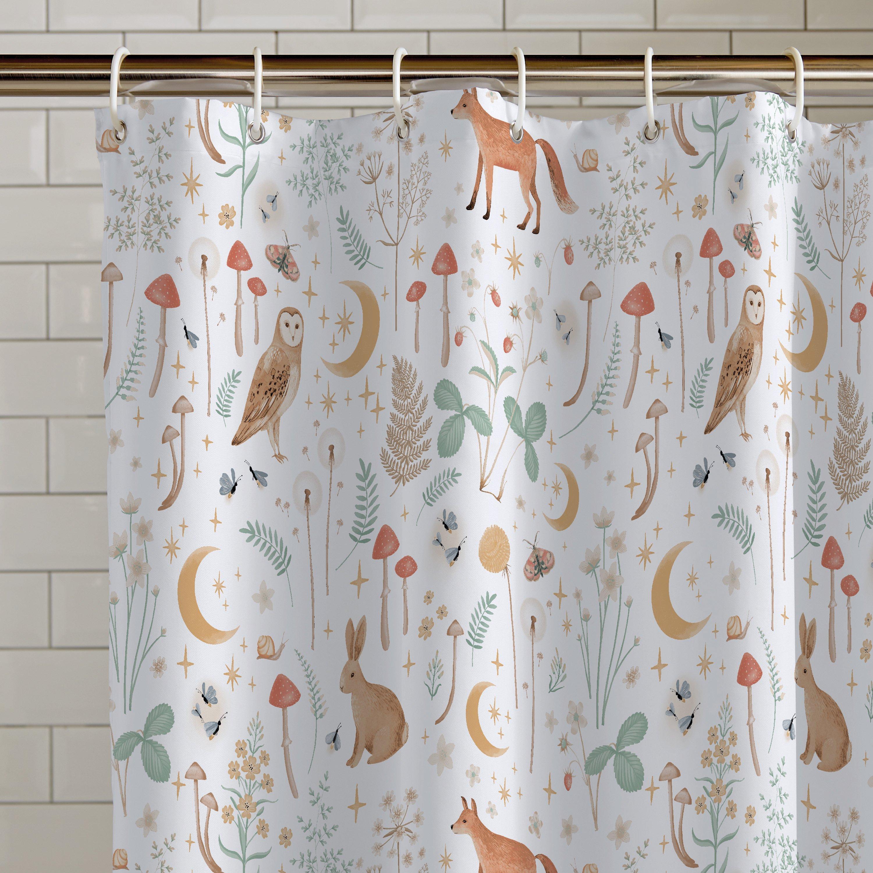 White - Catherine Lansfield - Enchanted Twilight Animals Shower Curtain - 2