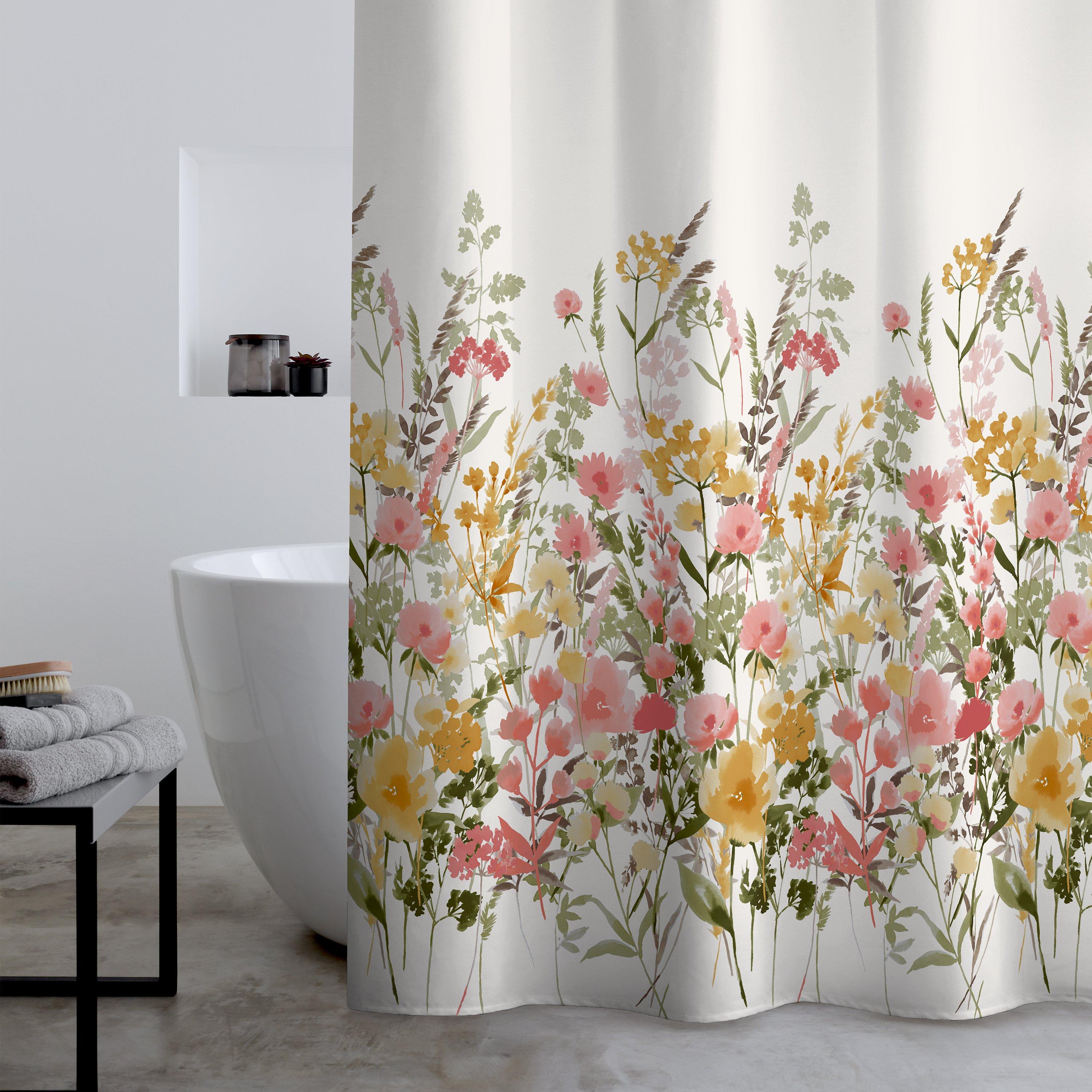 Pink - Catherine Lansfield - Countryside Floral Shower Curtain - 1
