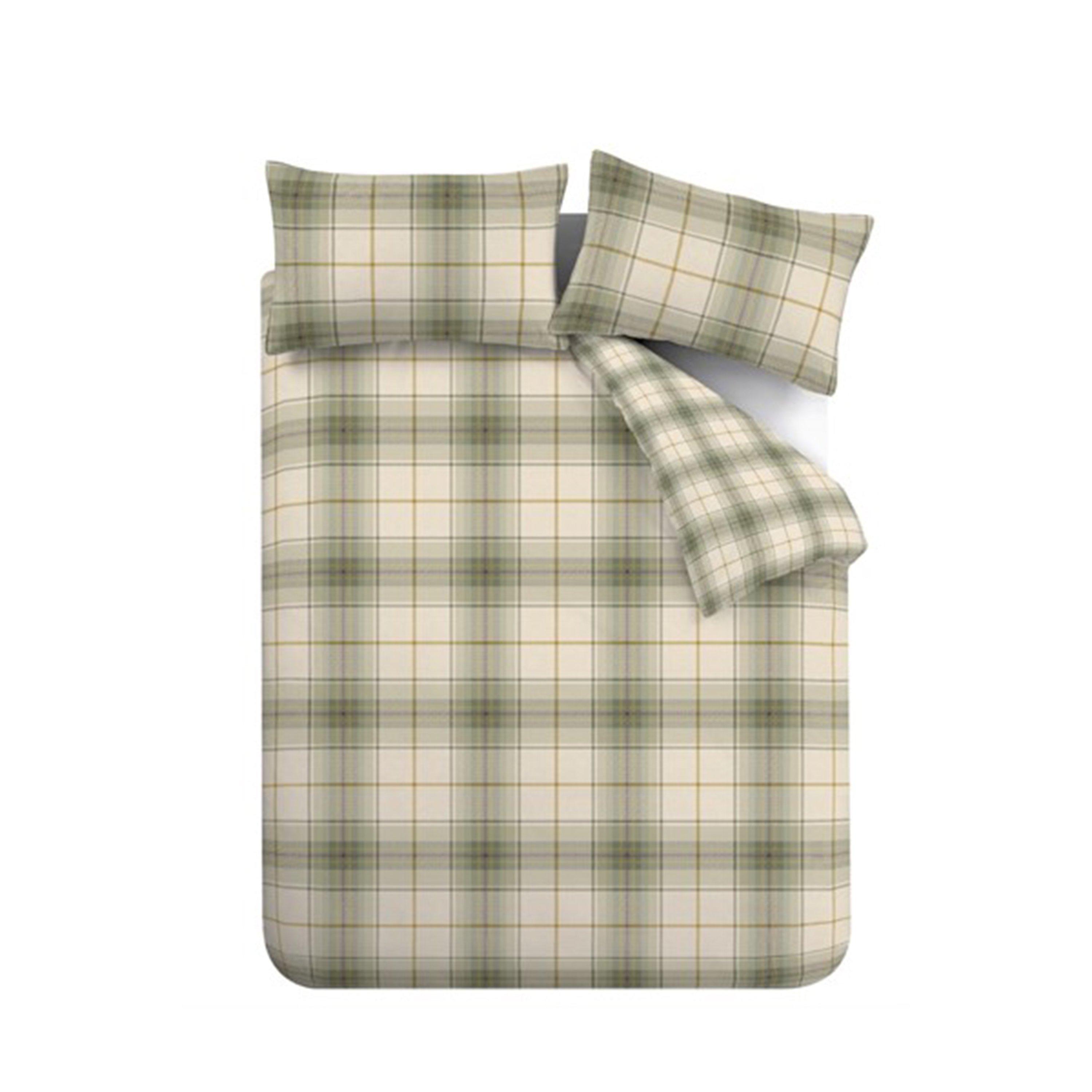 Green - Catherine Lansfield - Brushed Troon Check Duvet Cover Set - 5