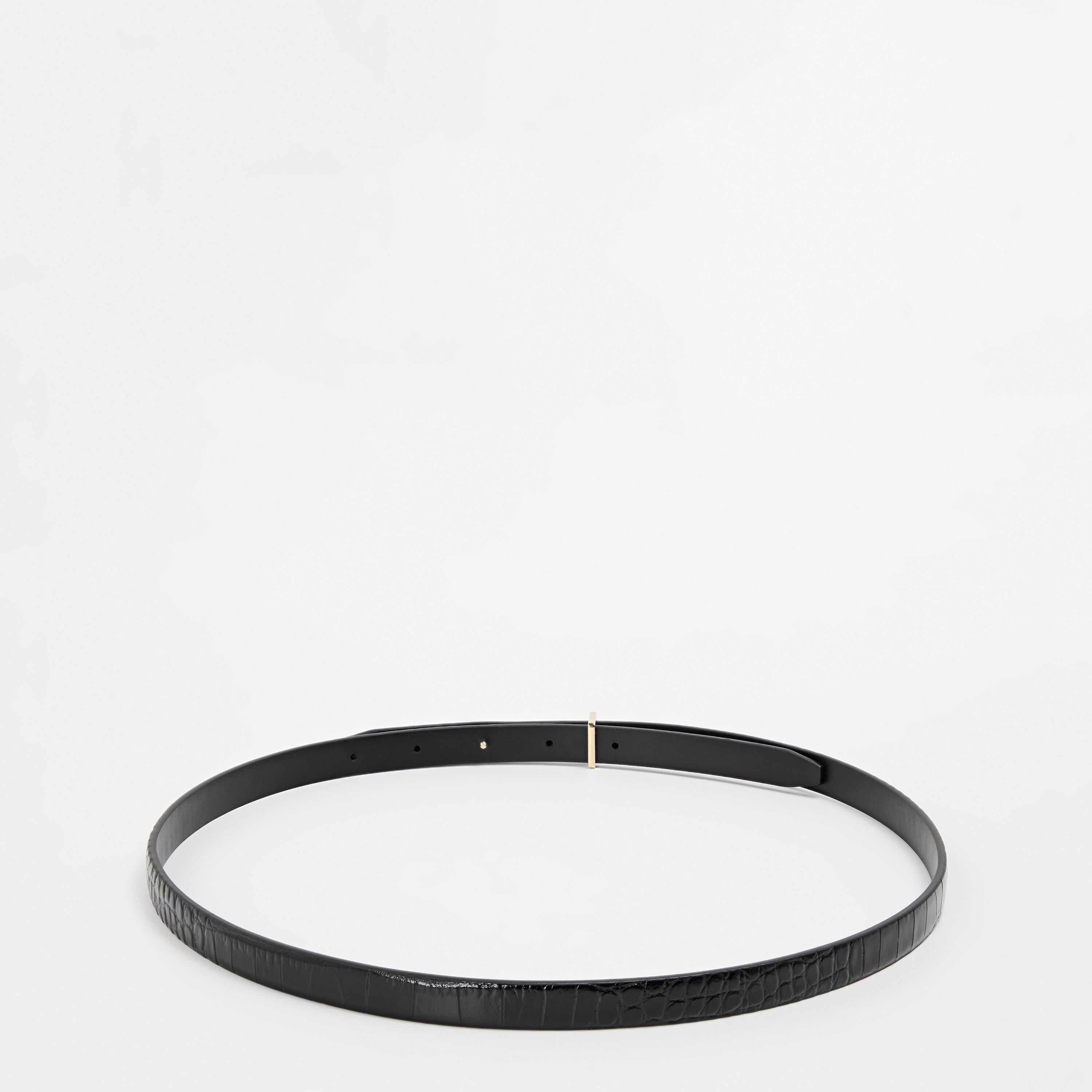 Black Croc - Tom Ford - Women's TF Stamped Leather Belt - 2