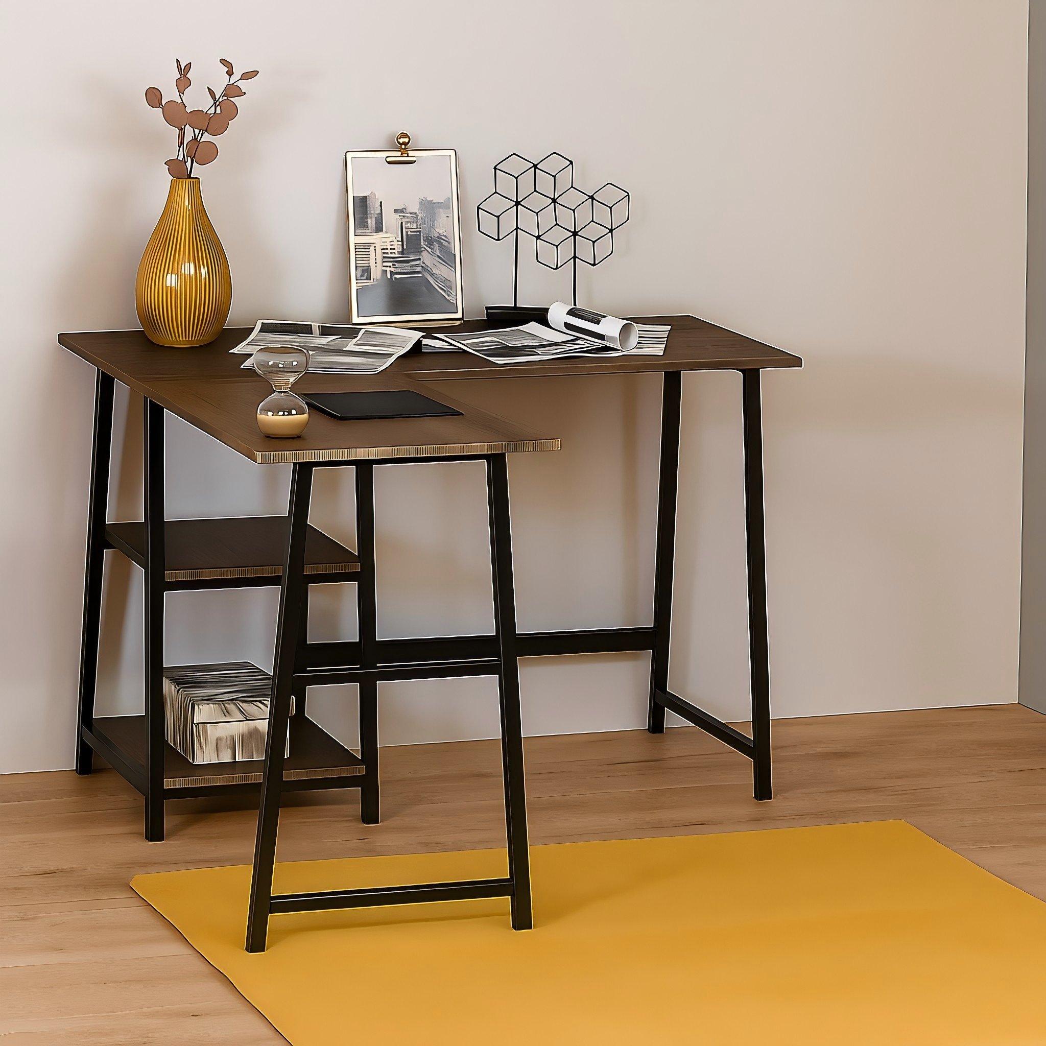 Brown - Urban Meuble - Modern Walnut Console Table with Metal Frame - 1