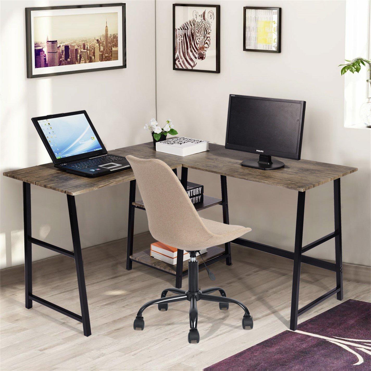 Brown - Urban Meuble - Modern Walnut Desk Sleek Design Space-Saving - 1