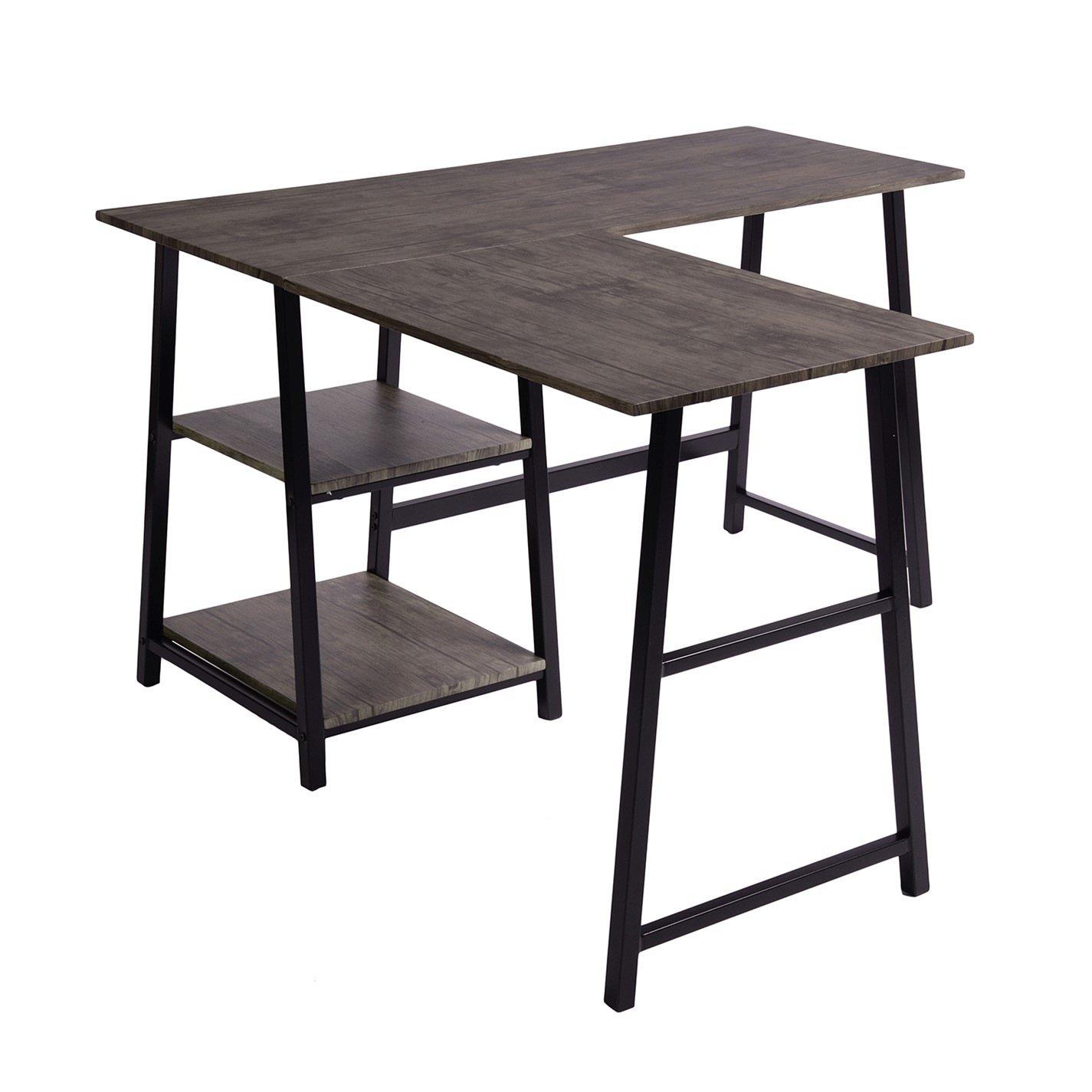 Brown - Urban Meuble - Modern Walnut Desk Sleek Design Space-Saving - 5