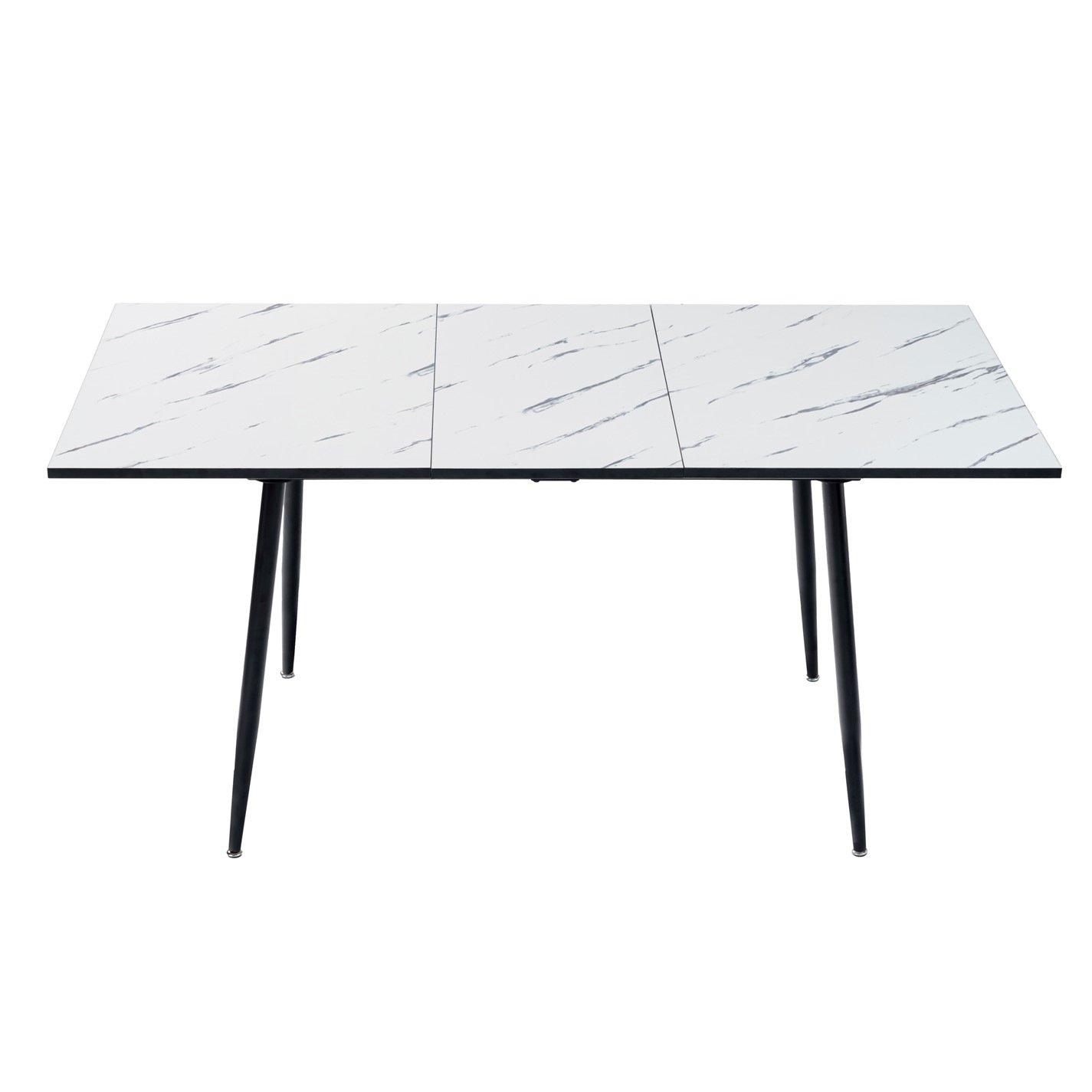 White - Urban Meuble - Extendable Marble Look Desk - 3