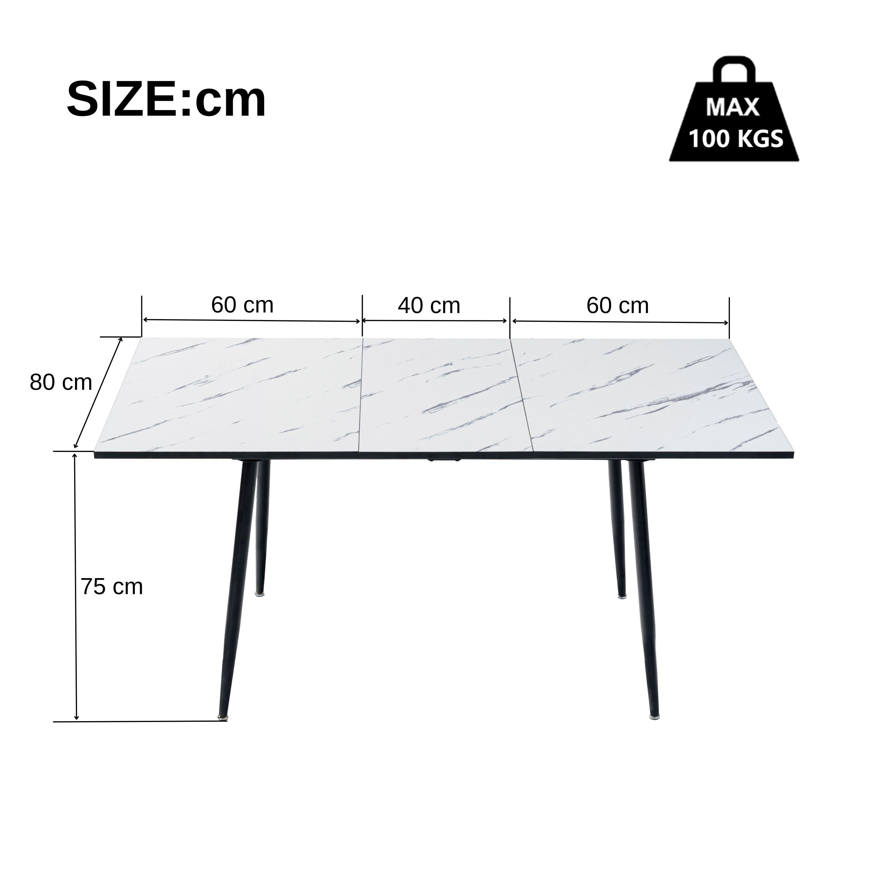 White - Urban Meuble - Extendable Marble Look Desk - 6