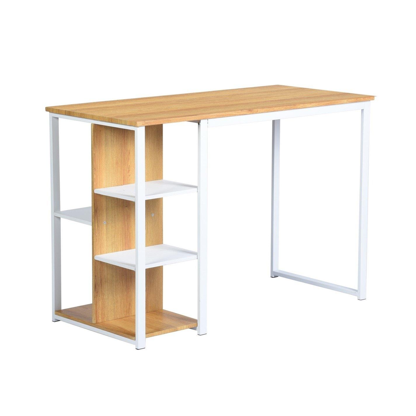 Beige - Urban Meuble - Gaming Desk with Side Shelves - 4