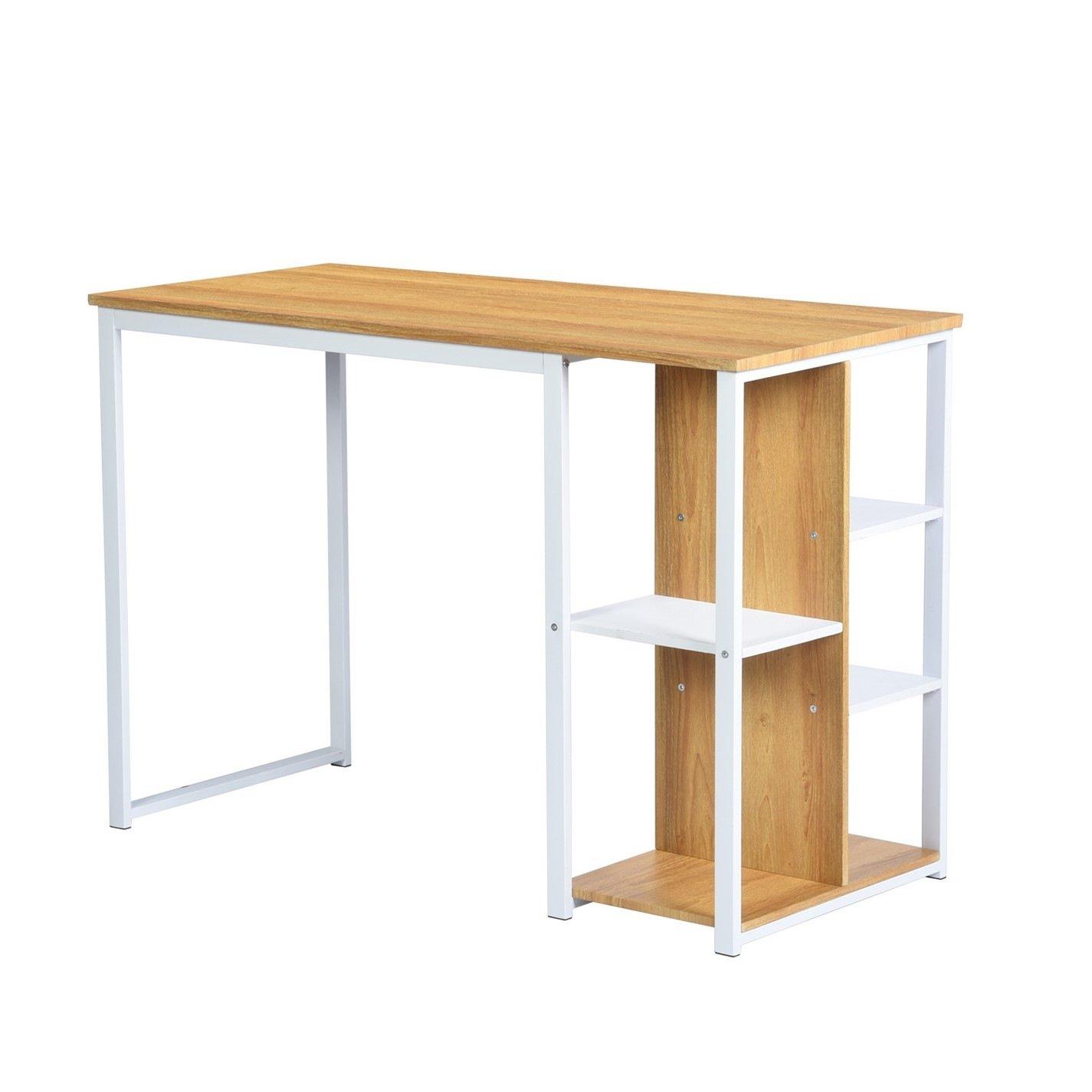 Beige - Urban Meuble - Gaming Desk with Side Shelves - 6