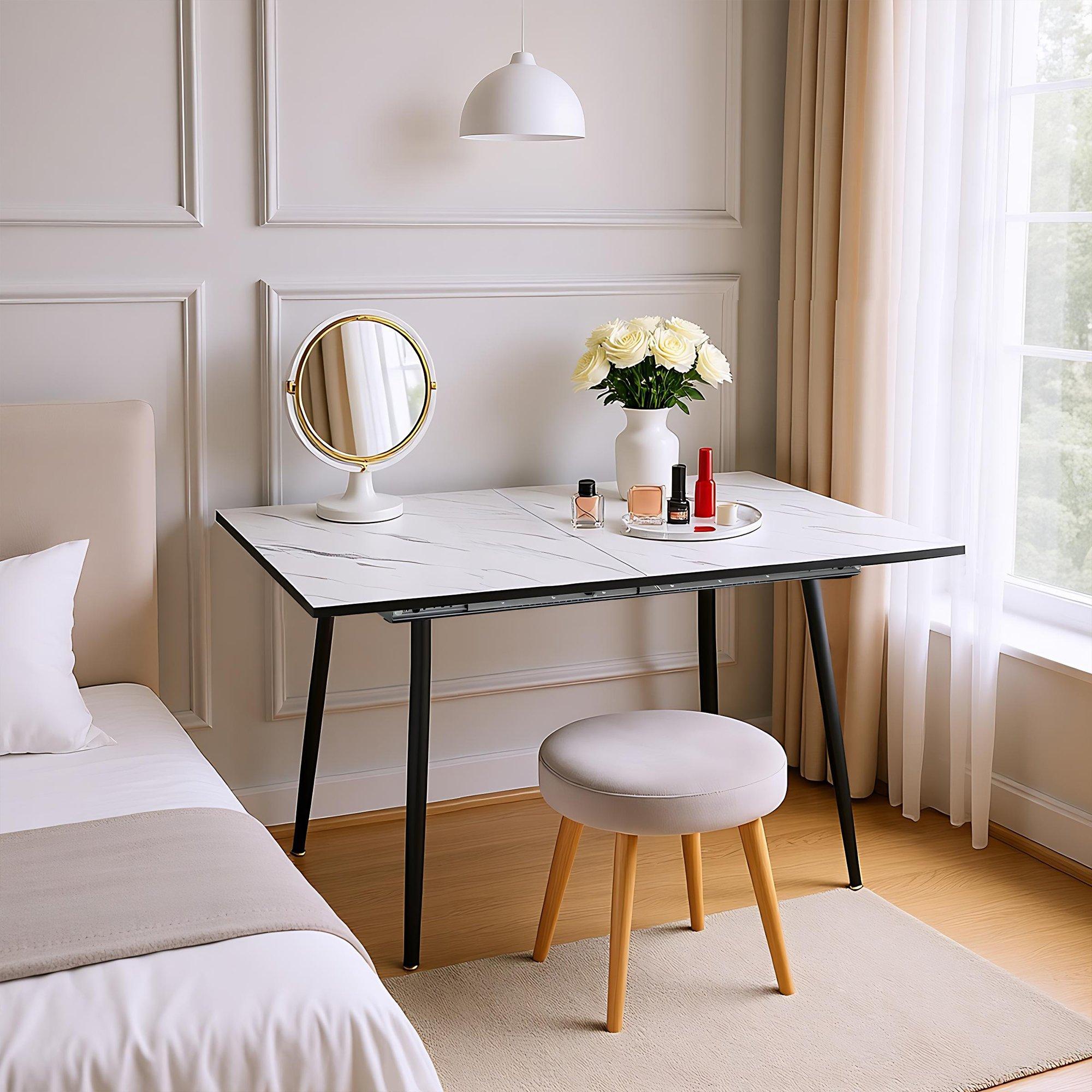 White - Urban Meuble - Extendable Marble Dressing Table - 1