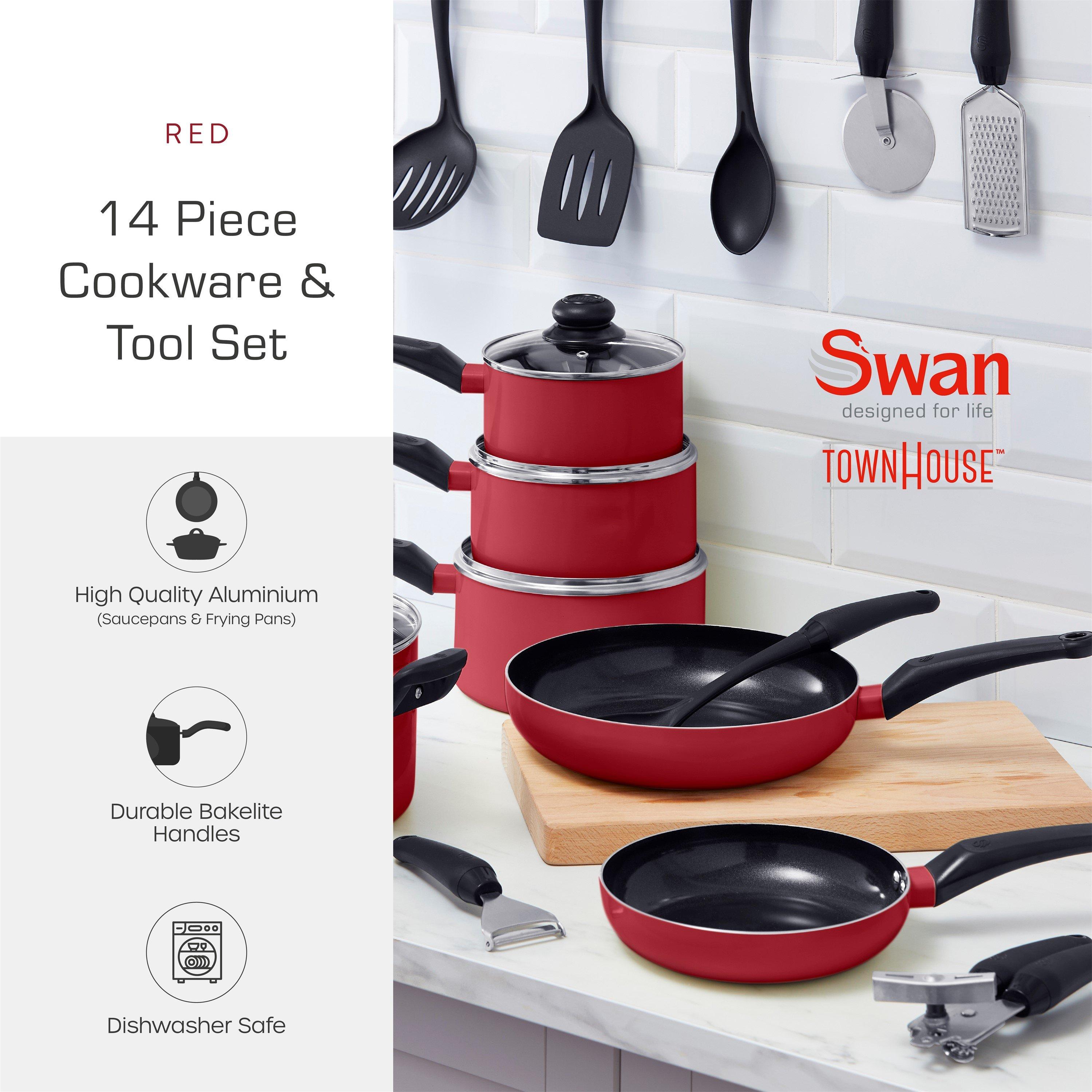 Red - Swan - Townhouse 14 Piece Pan and Tool Set Red - 2