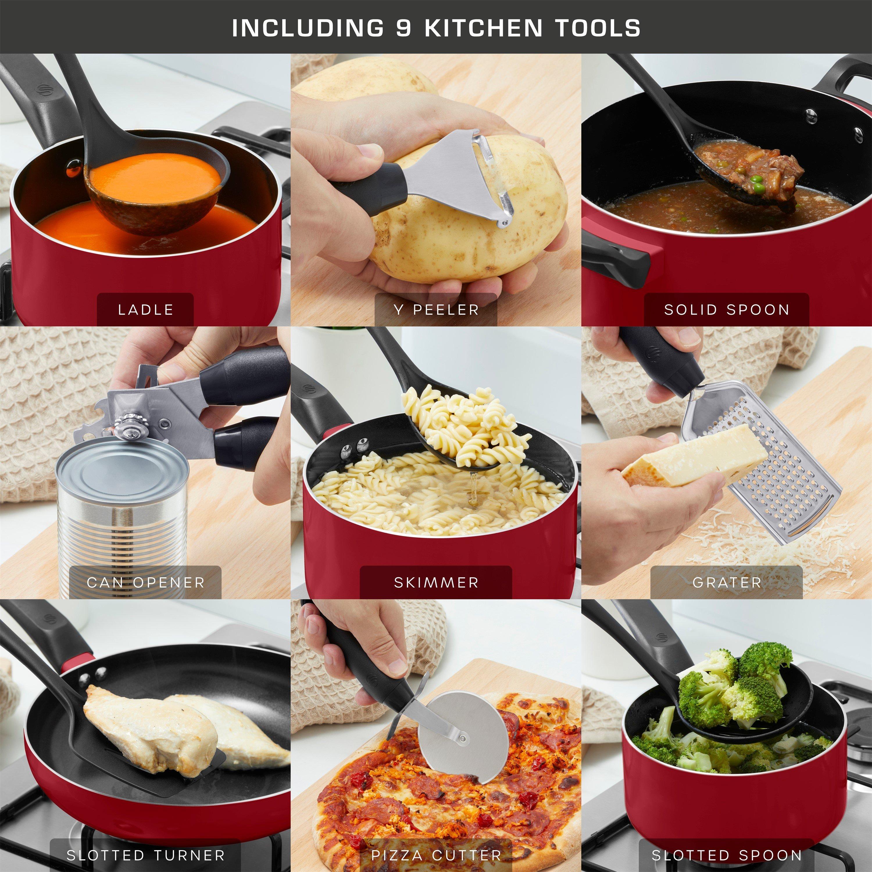 Red - Swan - Townhouse 14 Piece Pan and Tool Set Red - 5