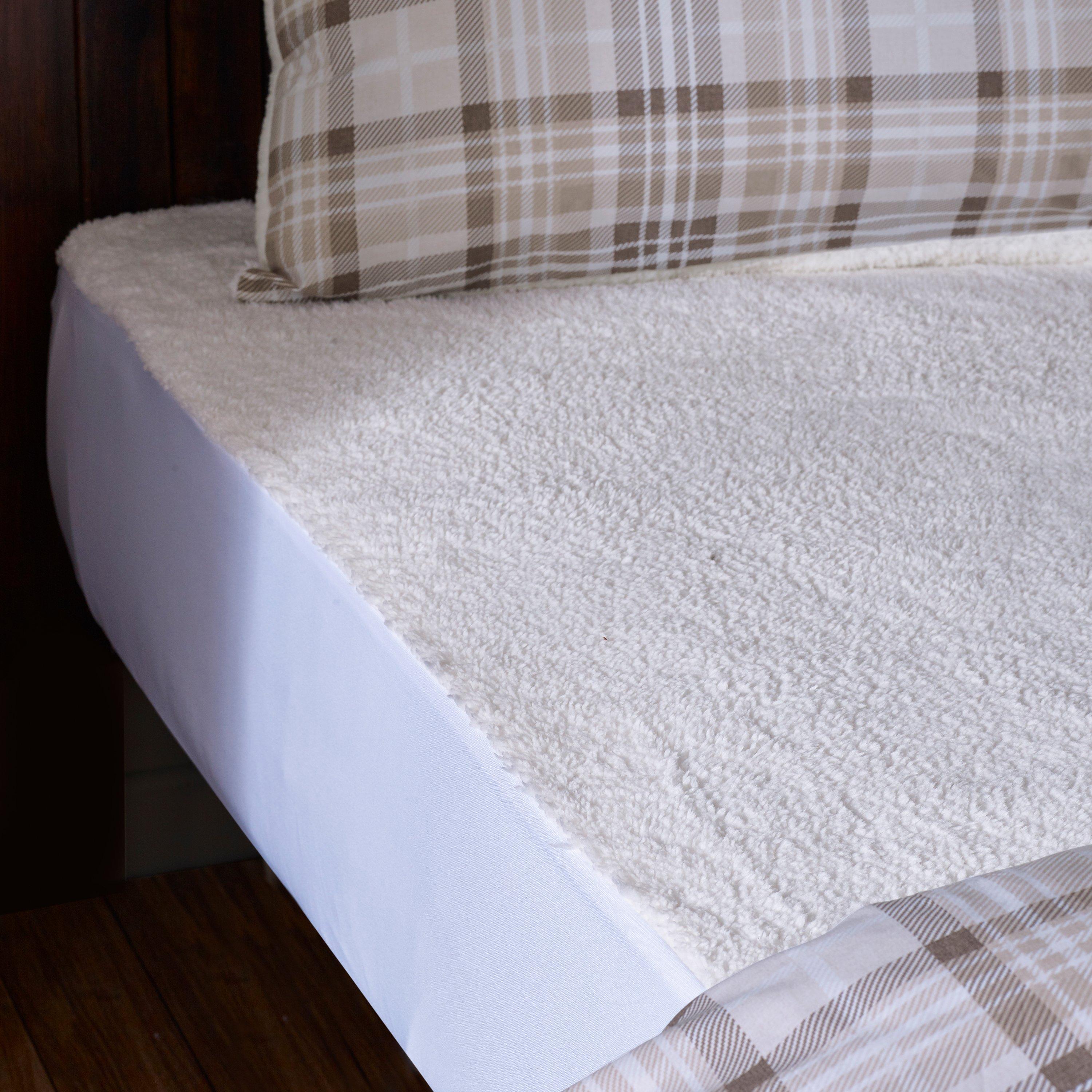 Catherine Lansfield  Thermal Sherpa Underblanket Under Fitted Sheet - Cream - Single