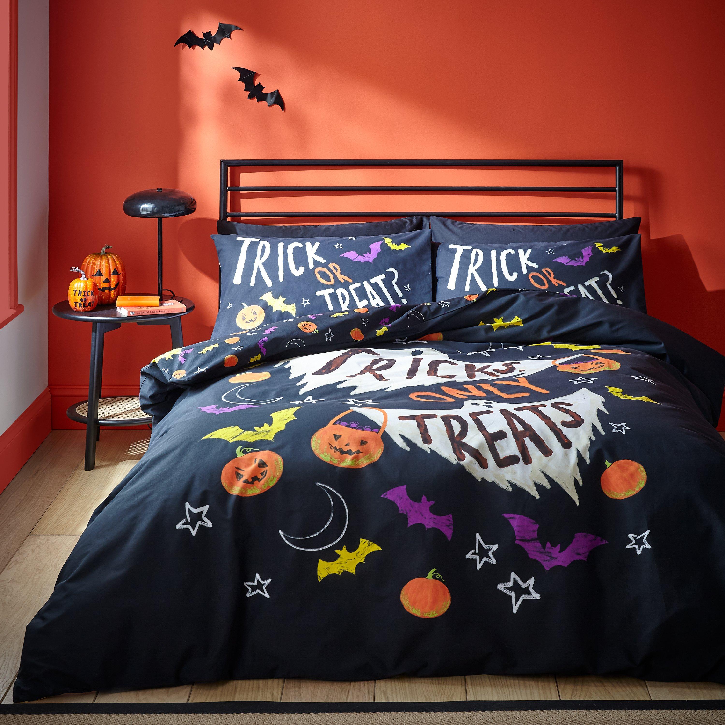 Black - Catherine Lansfield - Halloween Trick or Treat Duvet Cover Set - 1