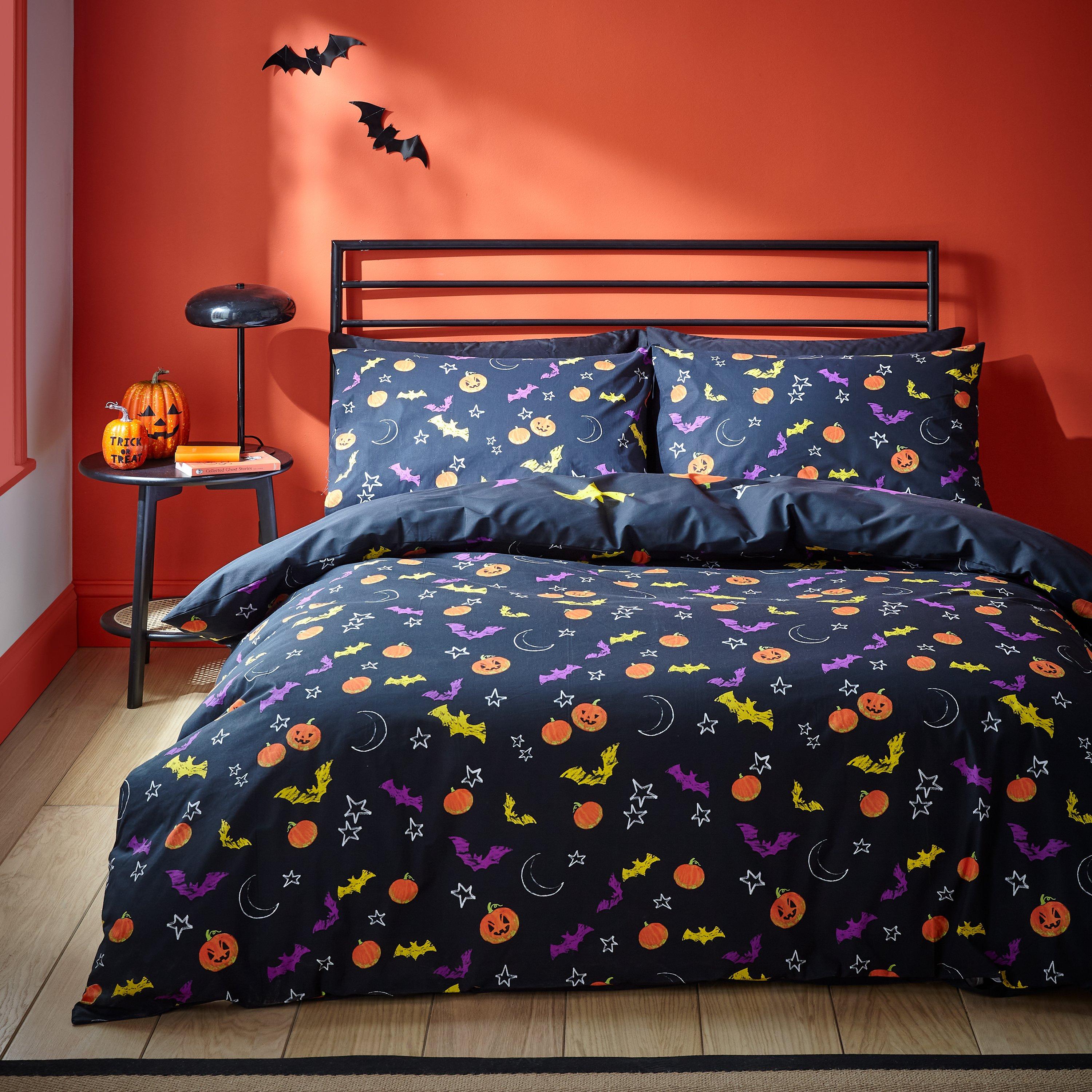 Black - Catherine Lansfield - Halloween Trick or Treat Duvet Cover Set - 2