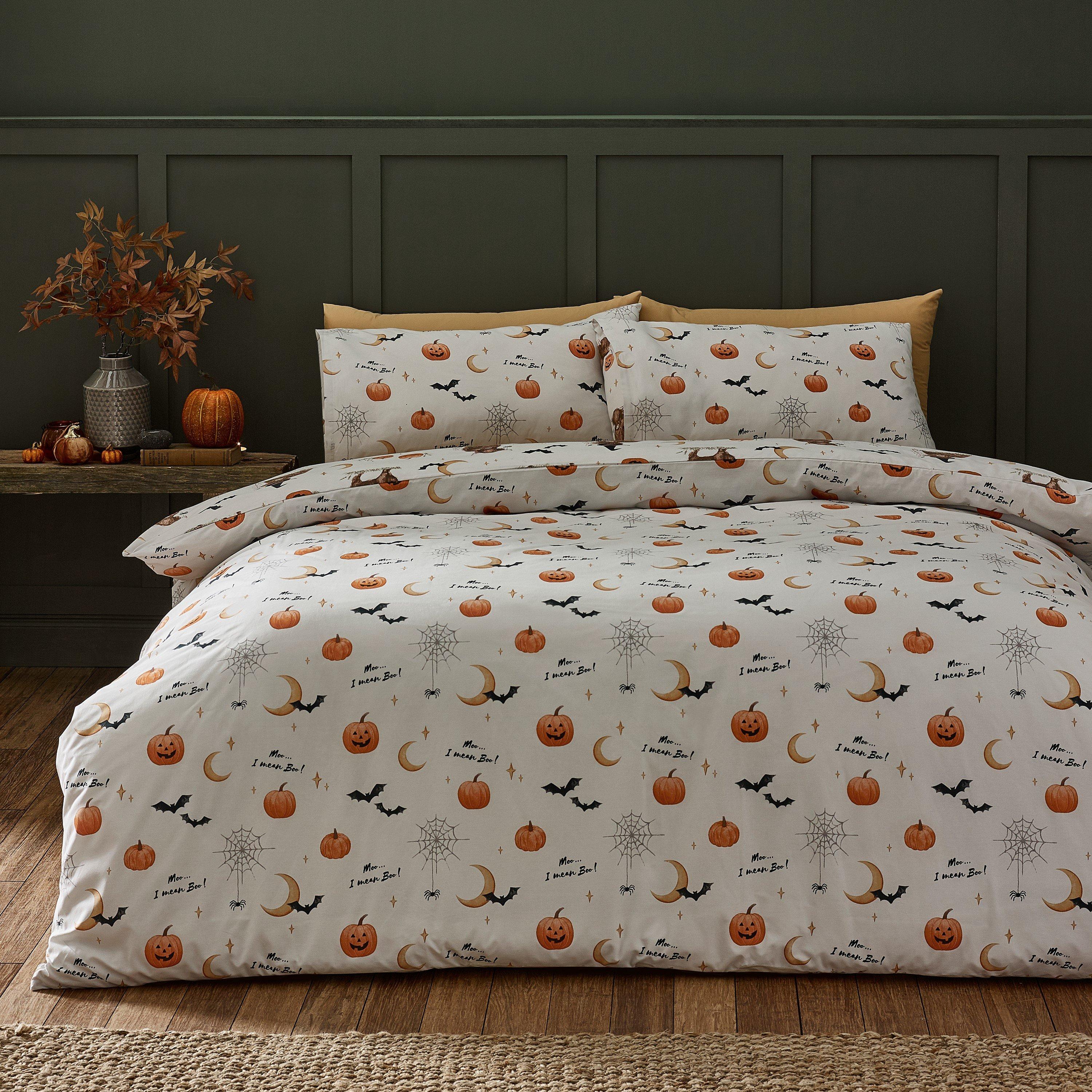 Natural - Catherine Lansfield - Halloween Highland Cow Reversible Duvet Cover Set - 2