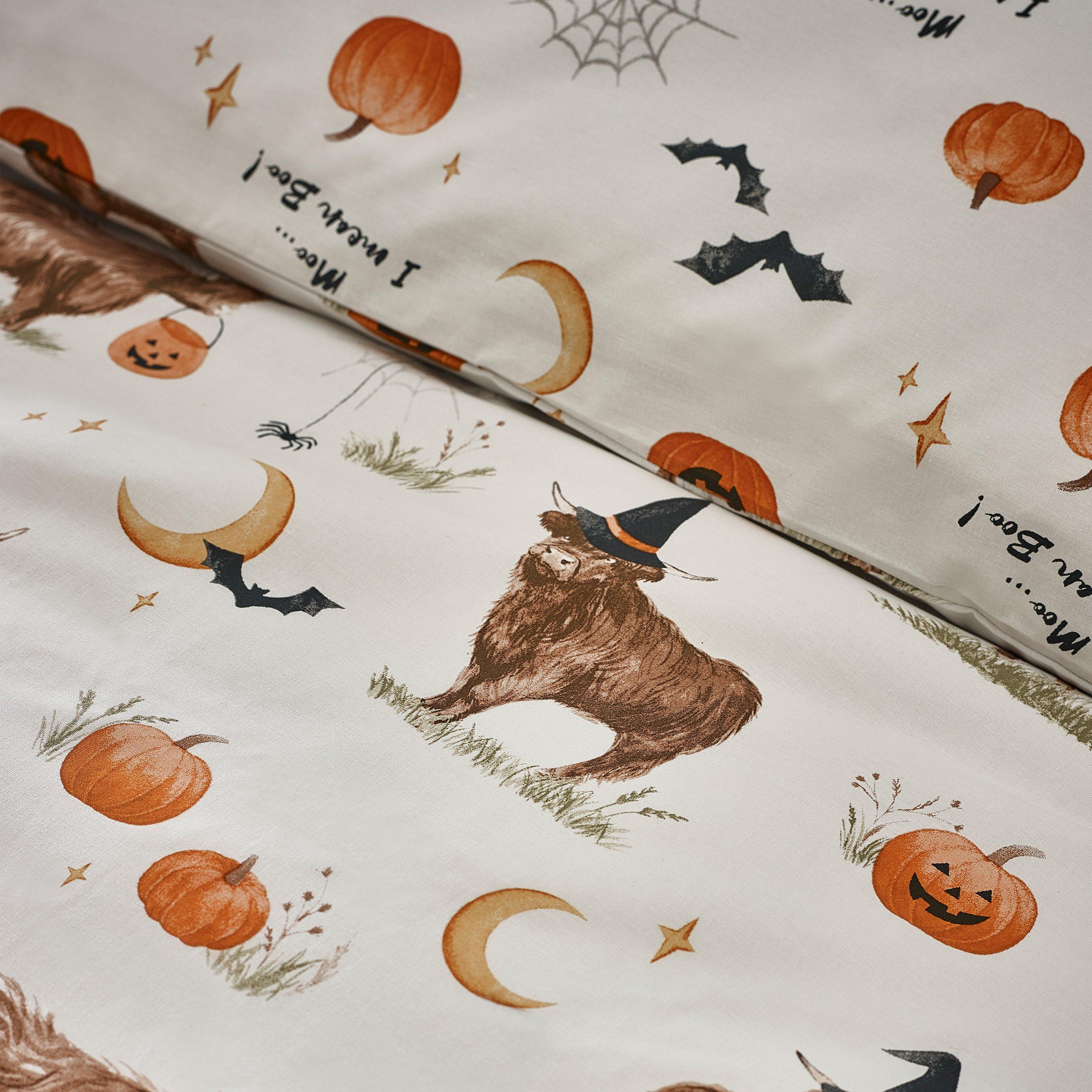 Natural - Catherine Lansfield - Halloween Highland Cow Reversible Duvet Cover Set - 4