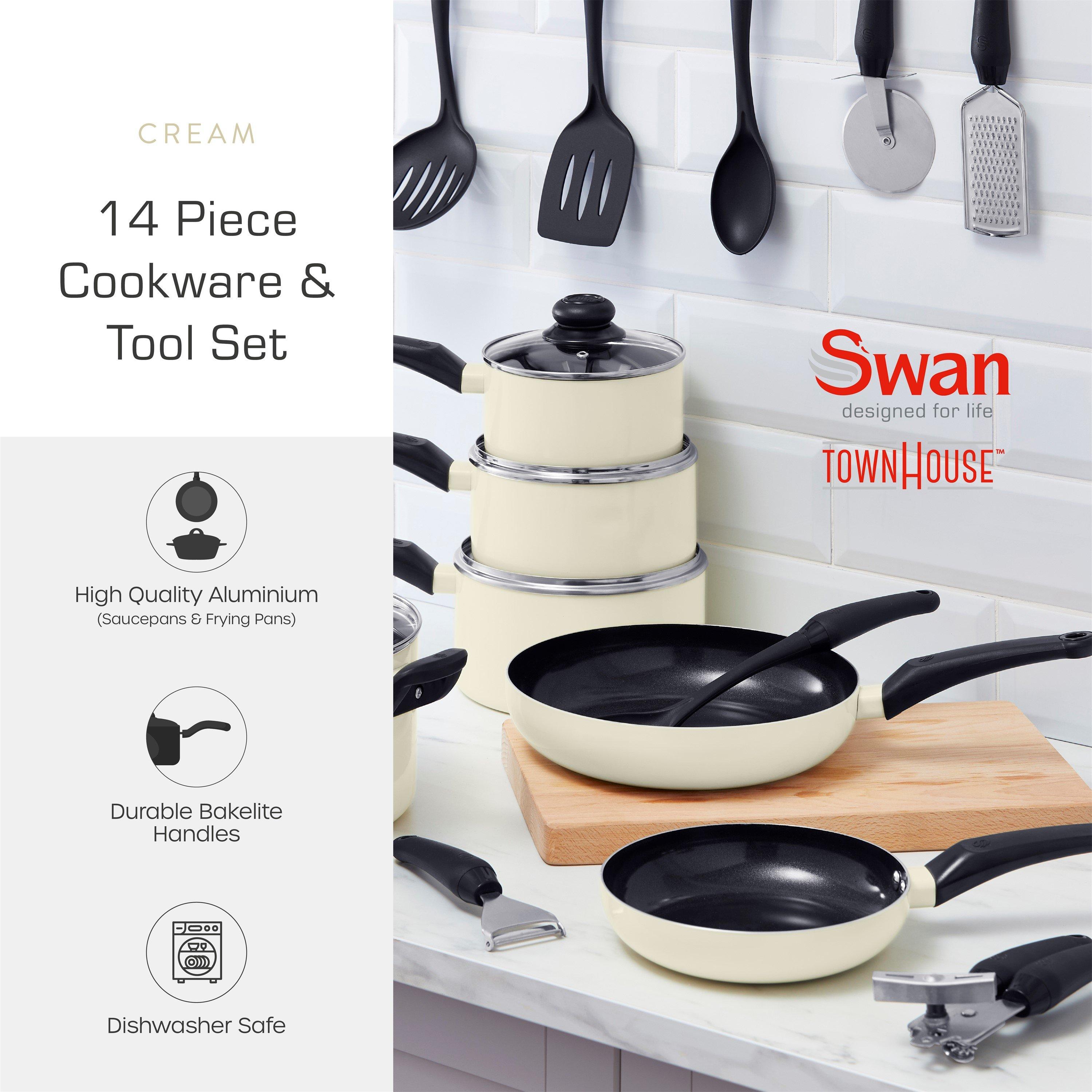 Cream - Swan - Townhouse 14 Piece Pan and Tool Set Cream - 2