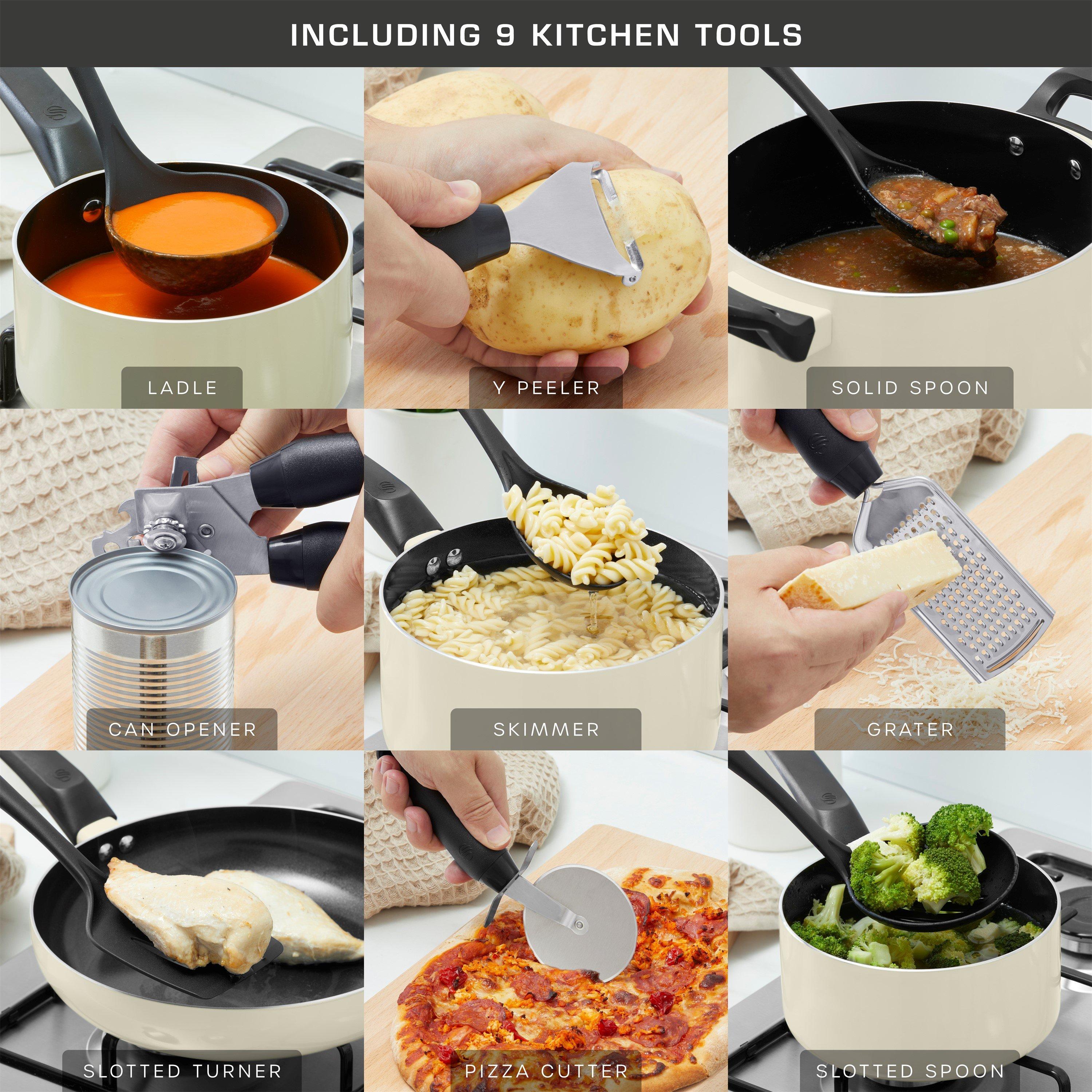 Cream - Swan - Townhouse 14 Piece Pan and Tool Set Cream - 5