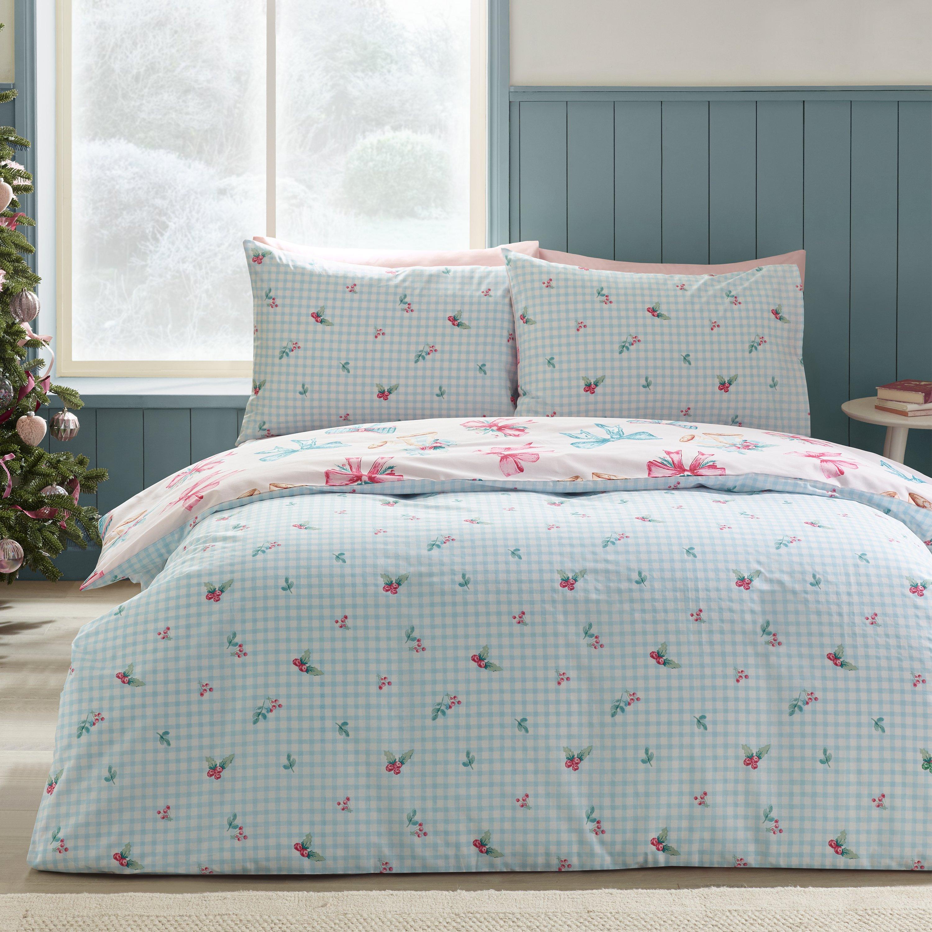 Pink - Catherine Lansfield - Christmas Bows And Bells Duvet Cover Set - 2