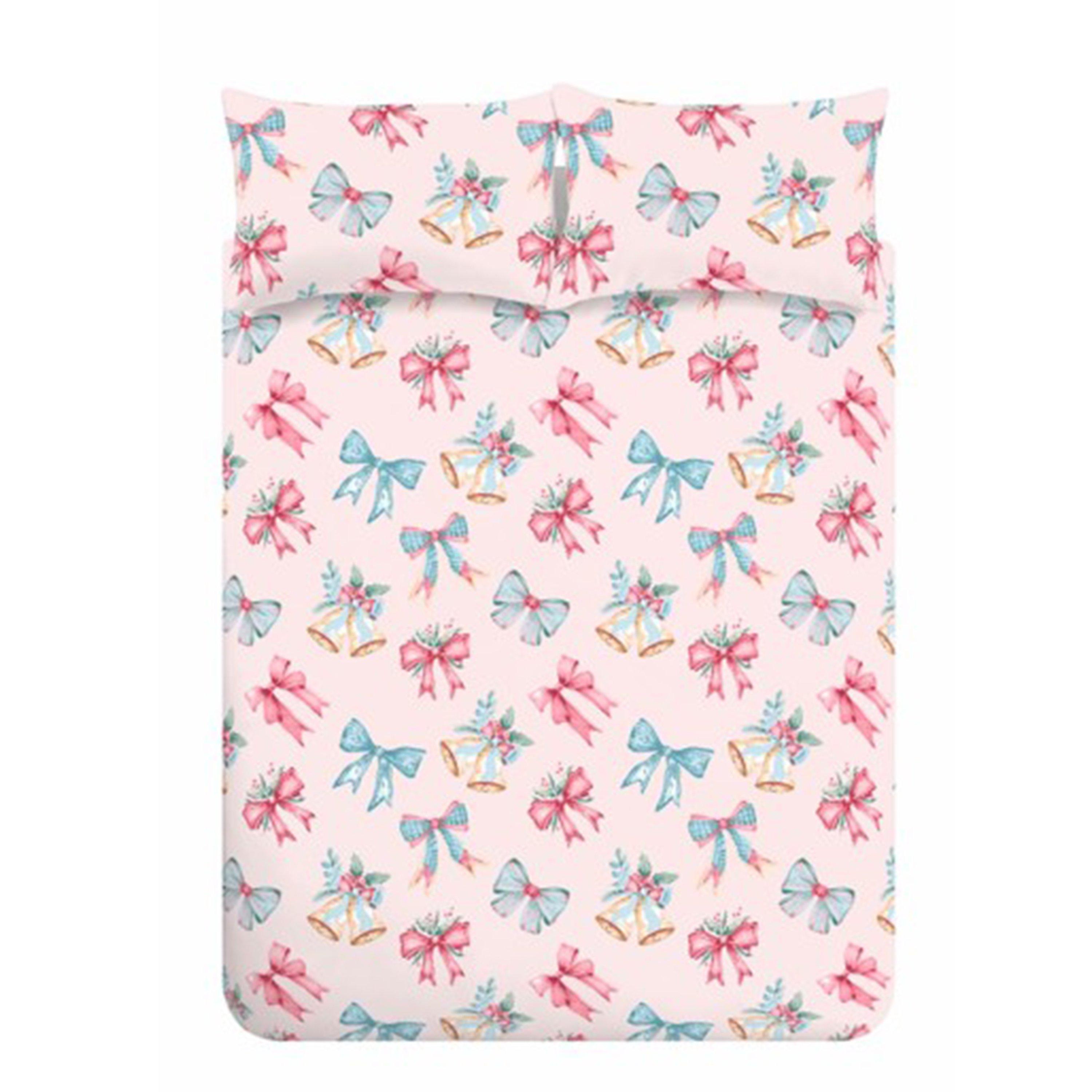 Pink - Catherine Lansfield - Christmas Bows And Bells Duvet Cover Set - 5