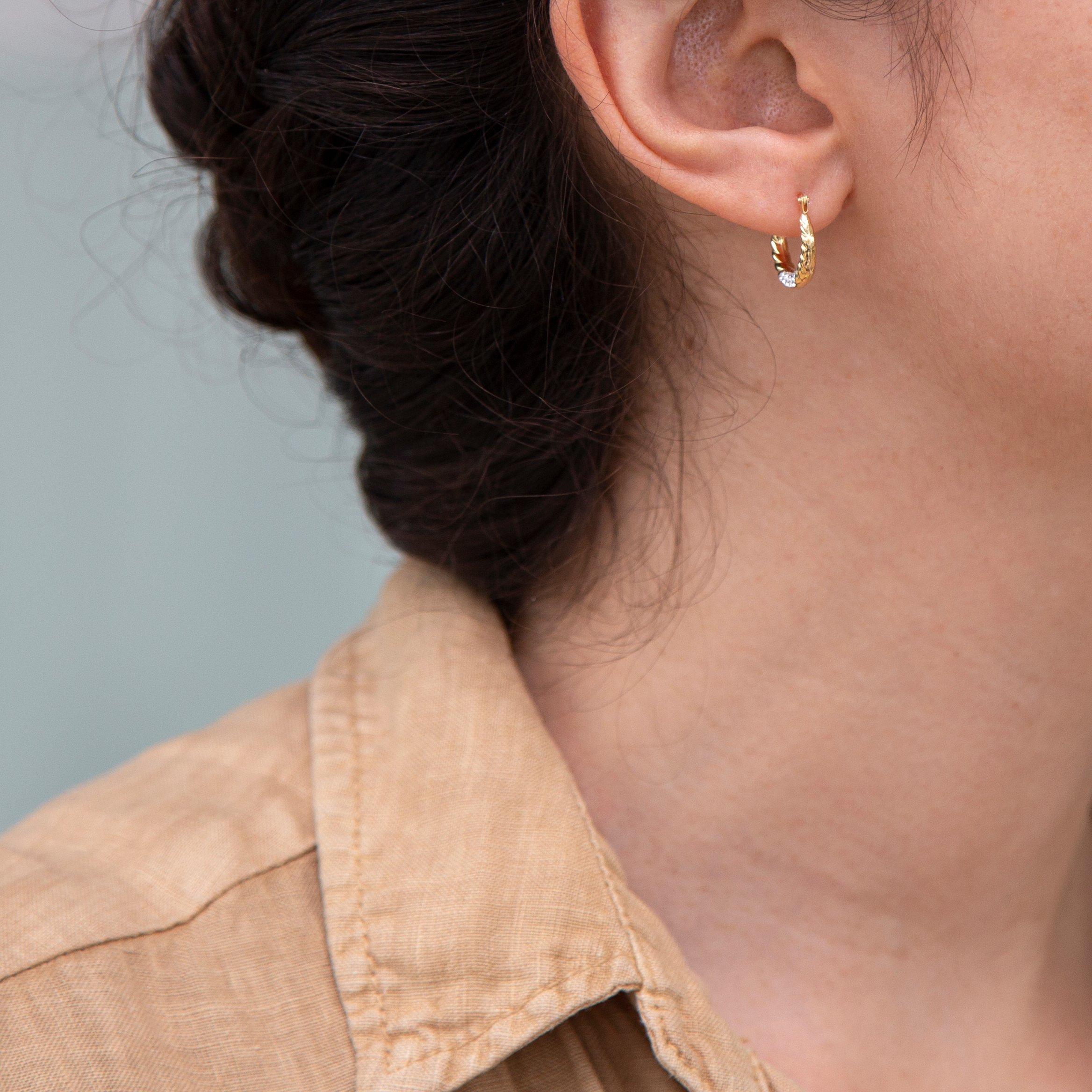 Gold - Be You - 9ct Gold Crystalique Creole Earrings - 2