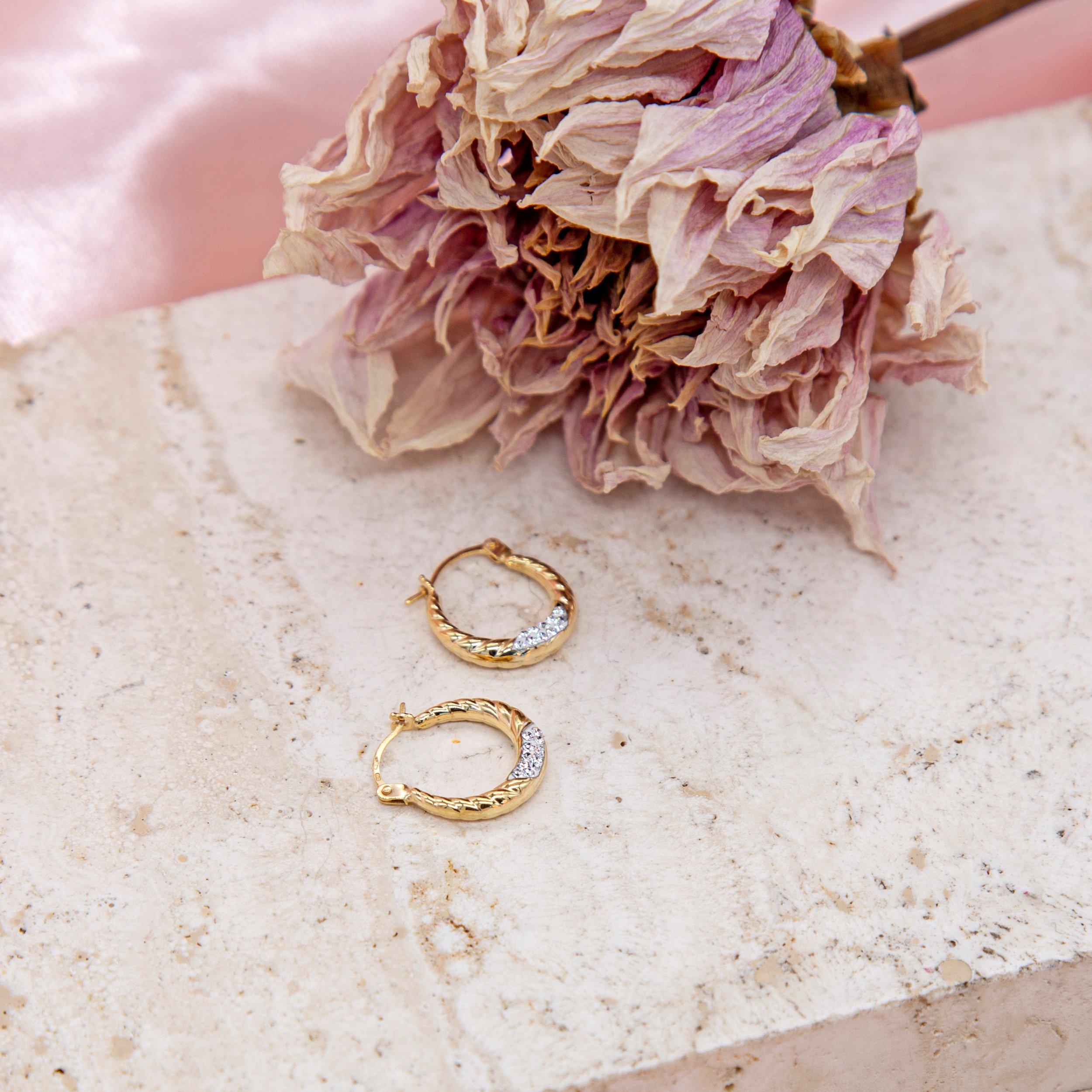 Gold - Be You - 9ct Gold Crystalique Creole Earrings - 3