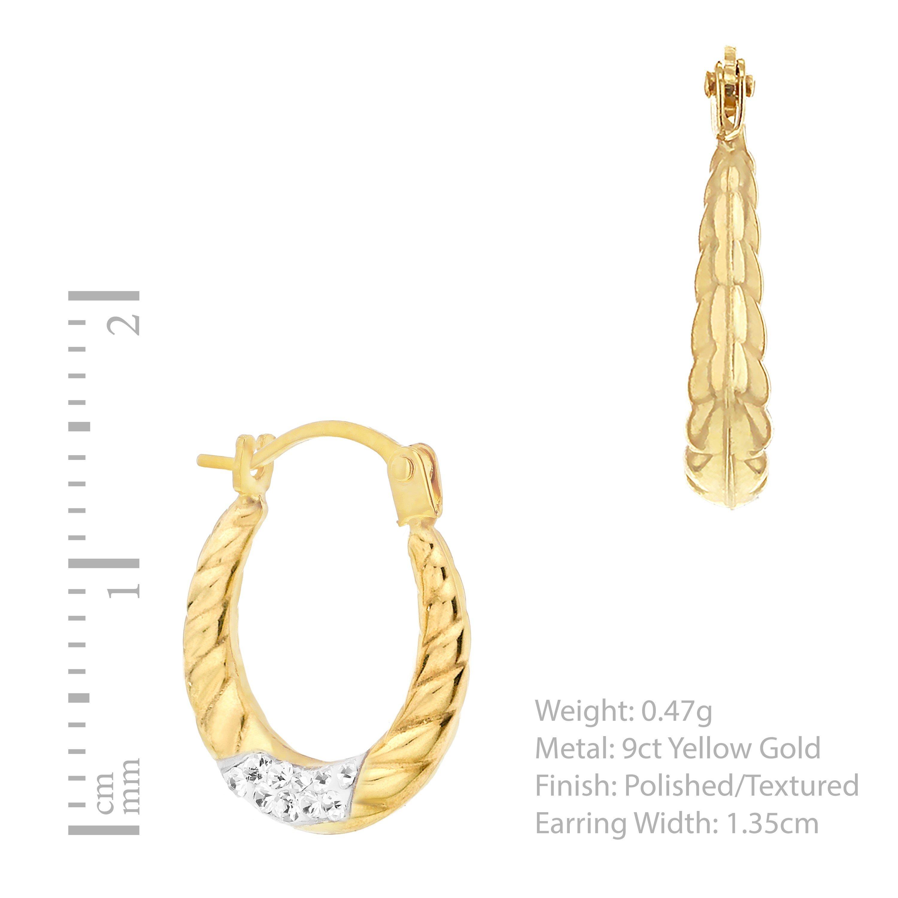 Gold - Be You - 9ct Gold Crystalique Creole Earrings - 7