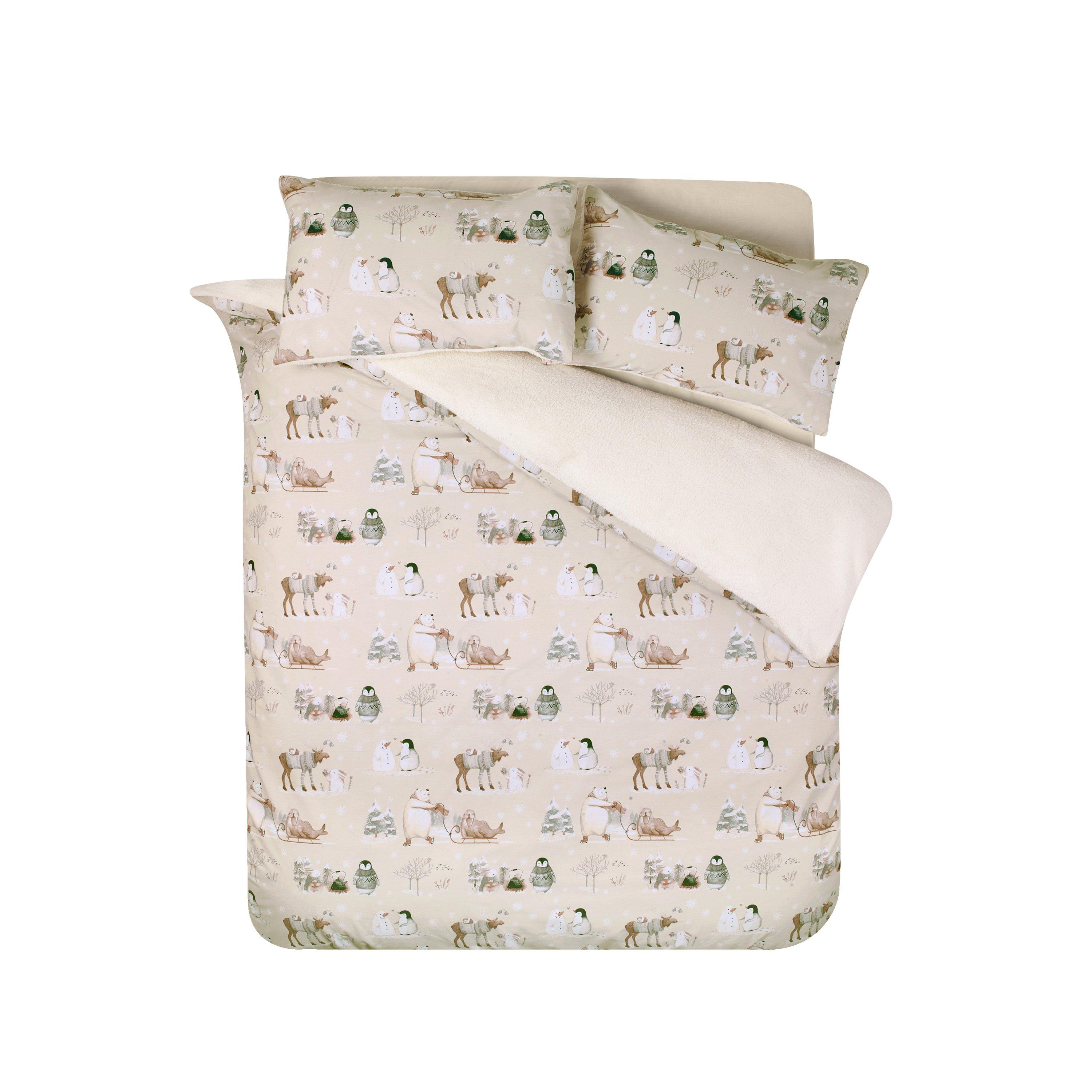 Natural - Catherine Lansfield - Winter Friends Sherpa Duvet Cover Set - 5