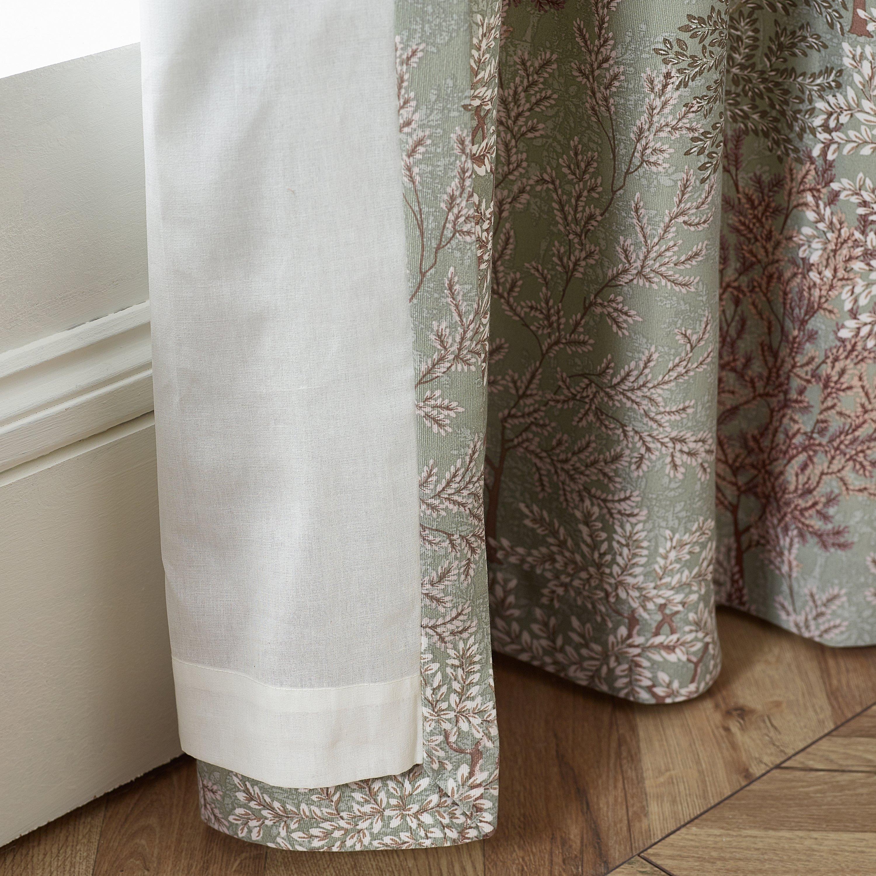 Green - Catherine Lansfield - Woodland Trees Lined Pencil Pleat Curtains - 4