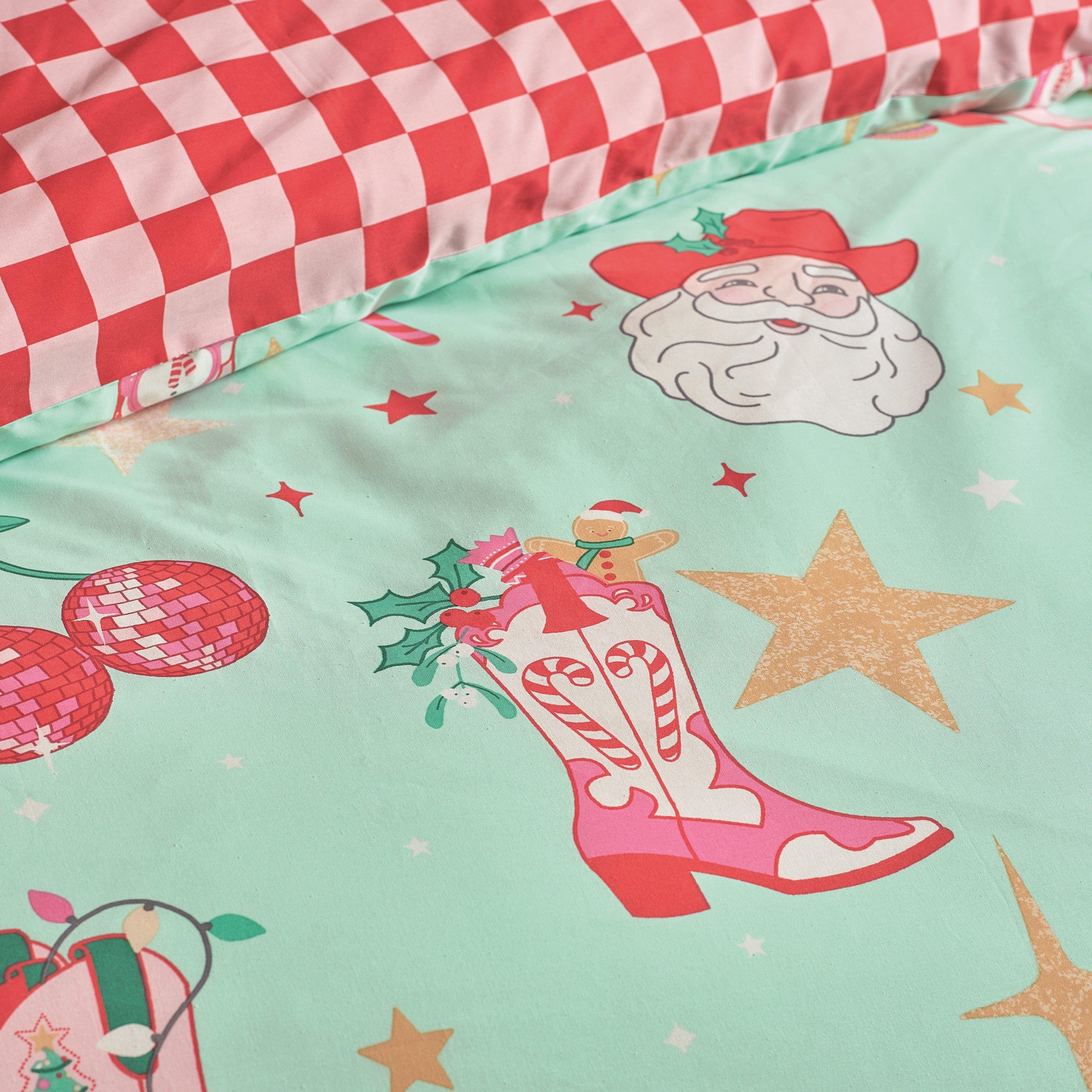 Green - Catherine Lansfield - Santas Howdy Christmas Reversible Duvet Cover Set - 4