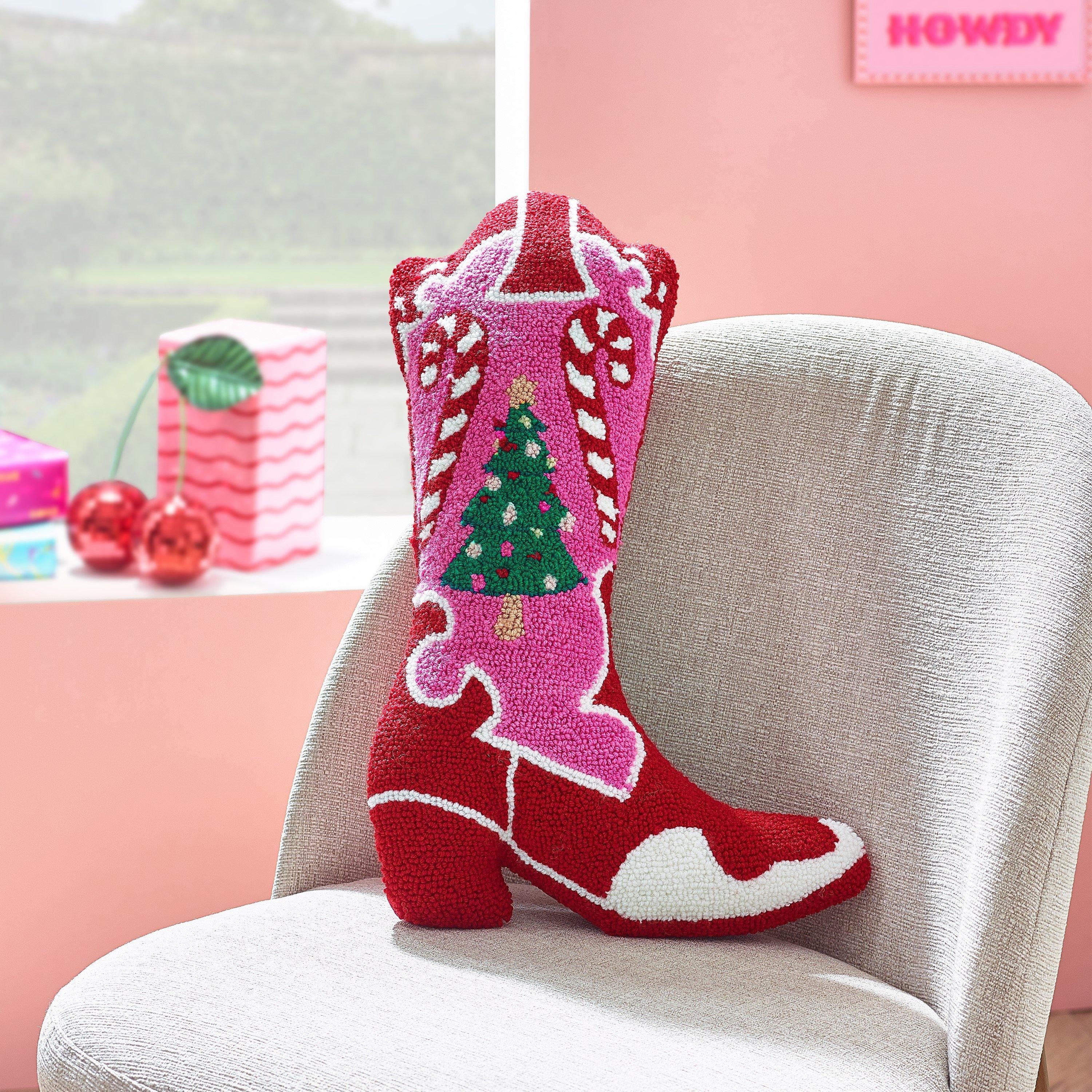 Pink - Catherine Lansfield - Santas Howdy Christmas Boot 3D Shaped Cushion - 1