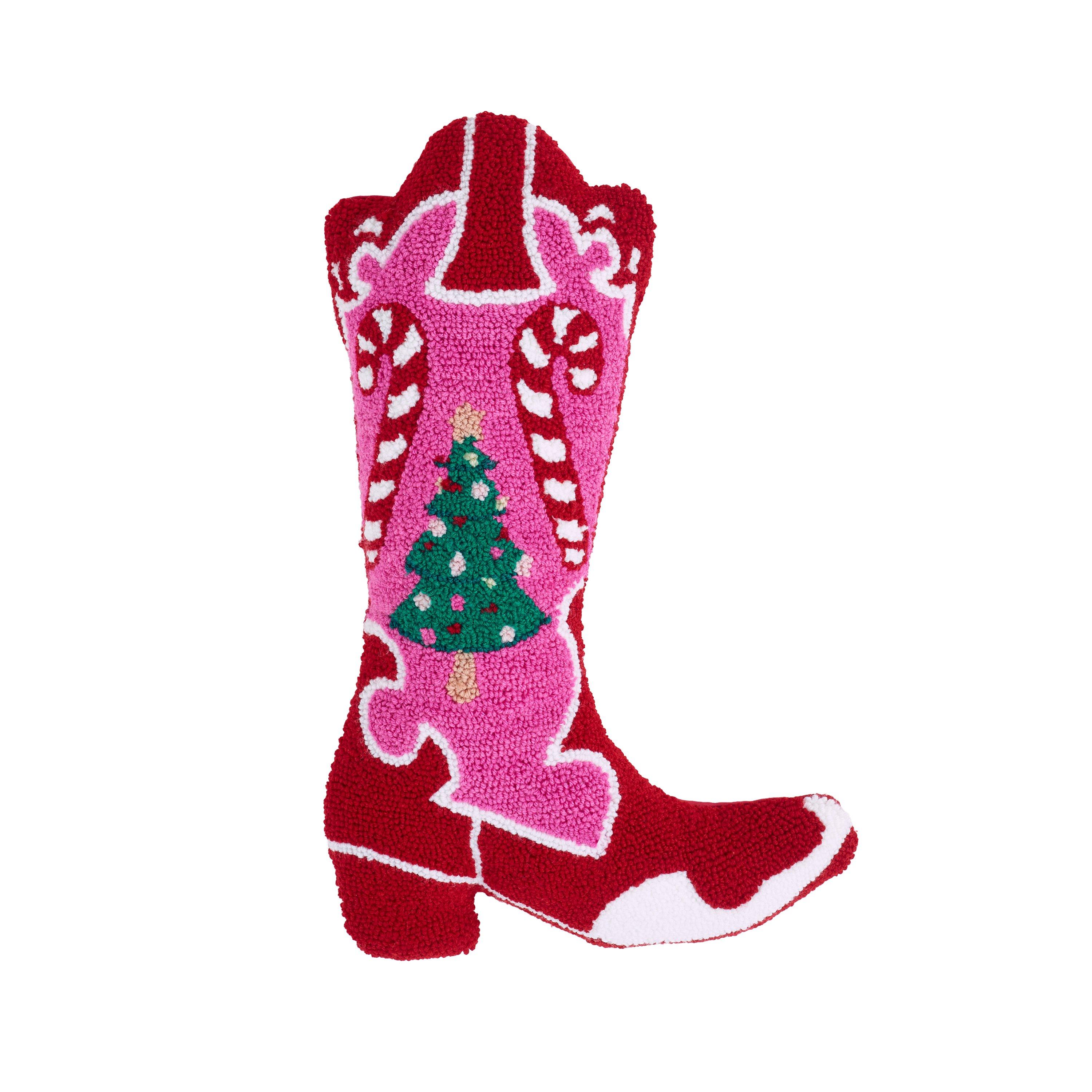 Pink - Catherine Lansfield - Santas Howdy Christmas Boot 3D Shaped Cushion - 3