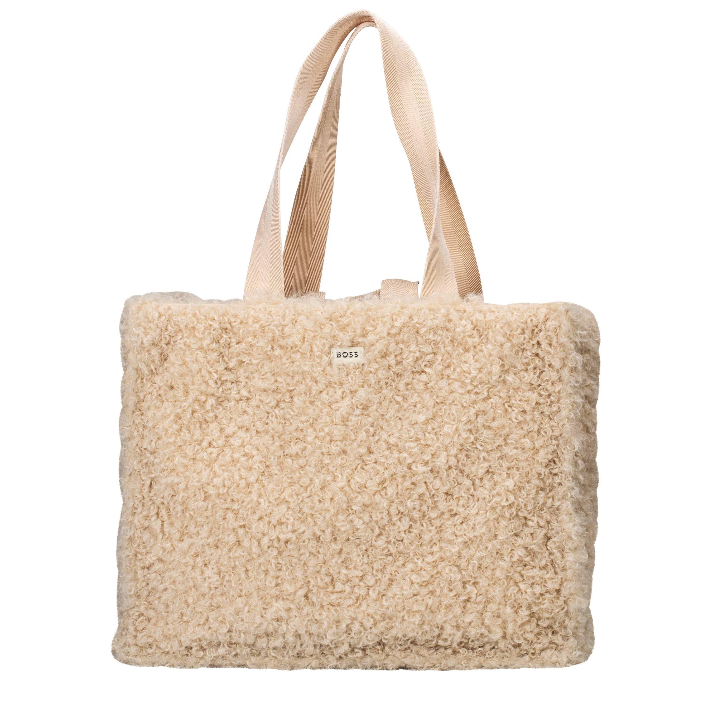 Light Beige - Boss - Women's Teddy Deva Tote Bag, Fluffy Exterior - 1