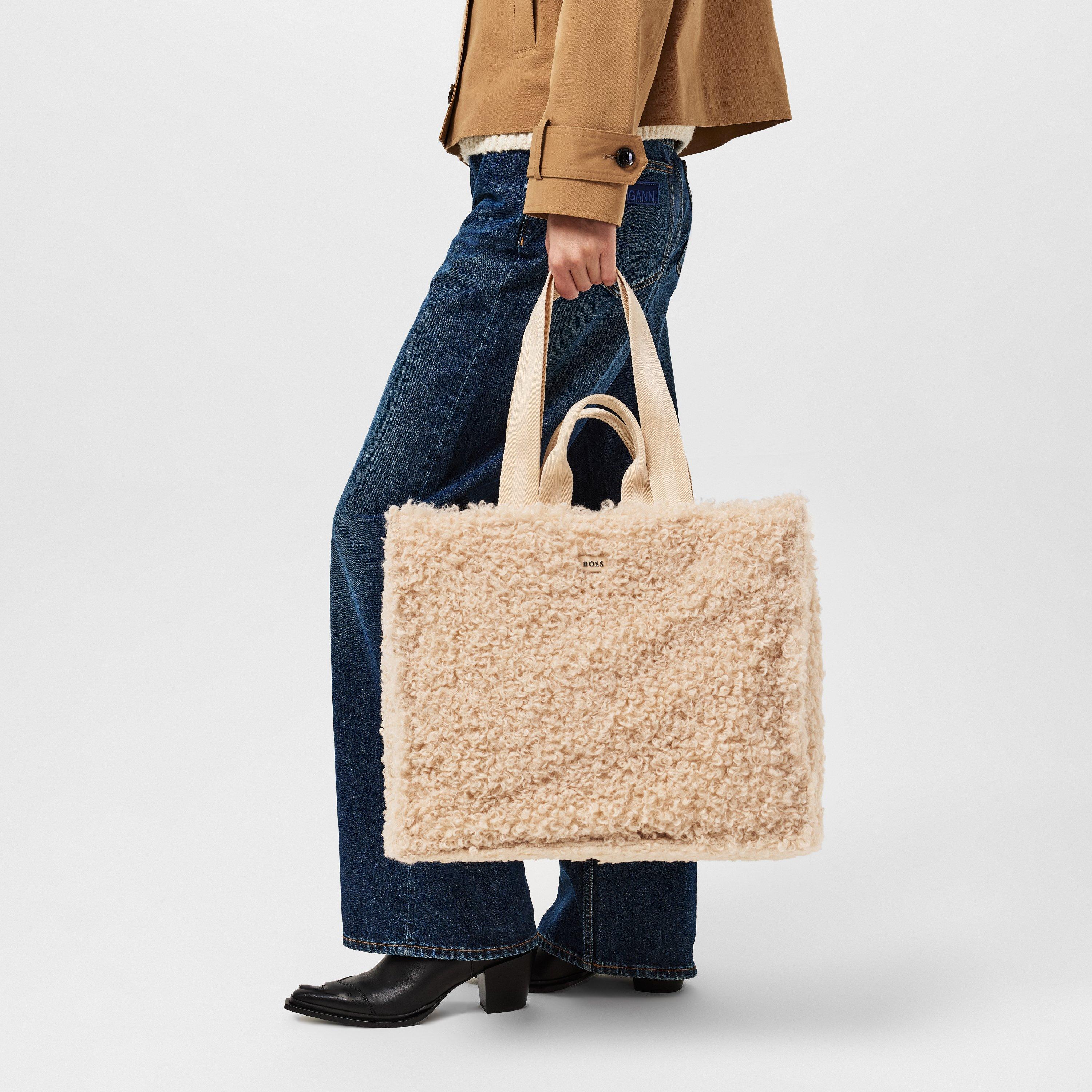 Light Beige - Boss - Women's Teddy Deva Tote Bag, Fluffy Exterior - 2