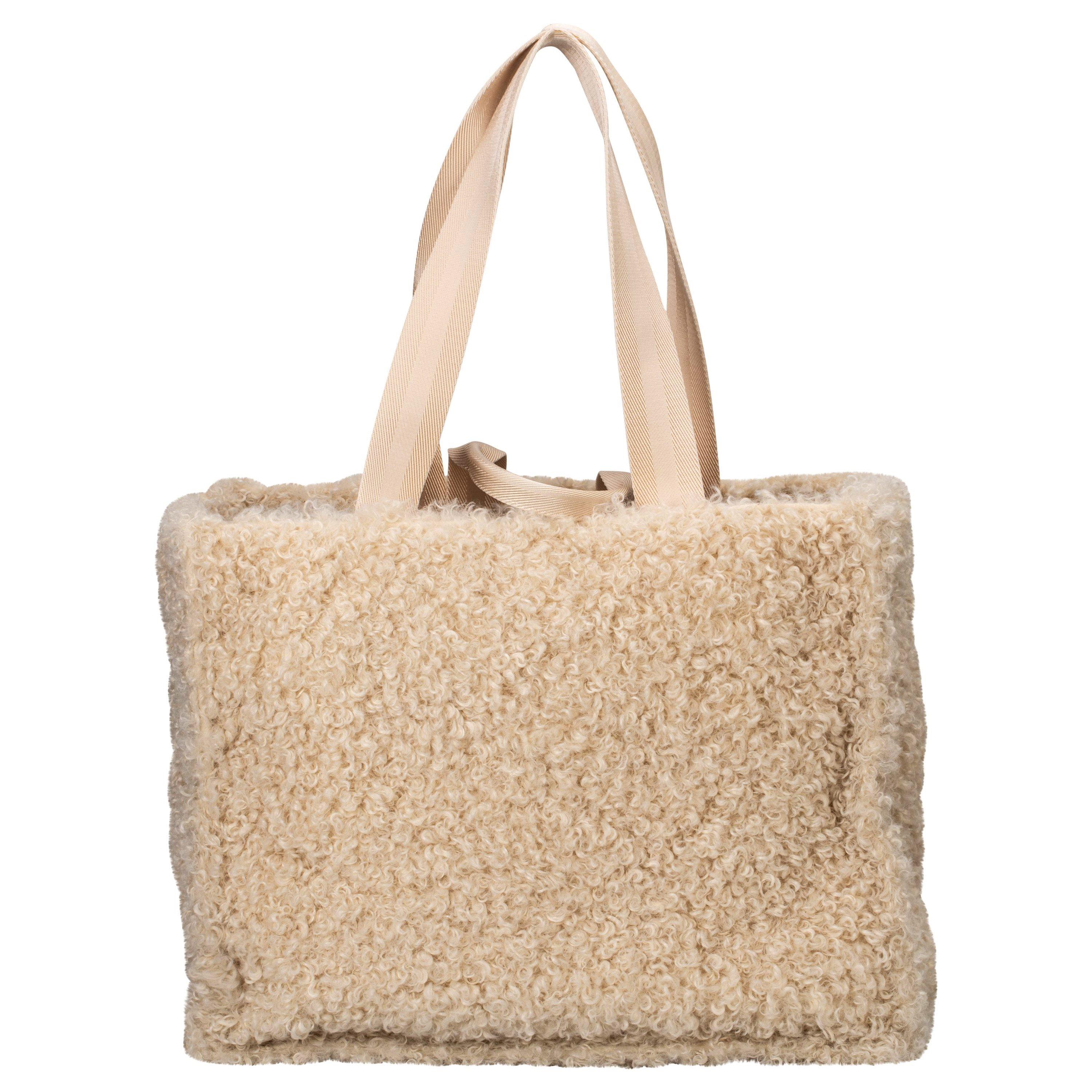 Light Beige - Boss - Women's Teddy Deva Tote Bag, Fluffy Exterior - 3