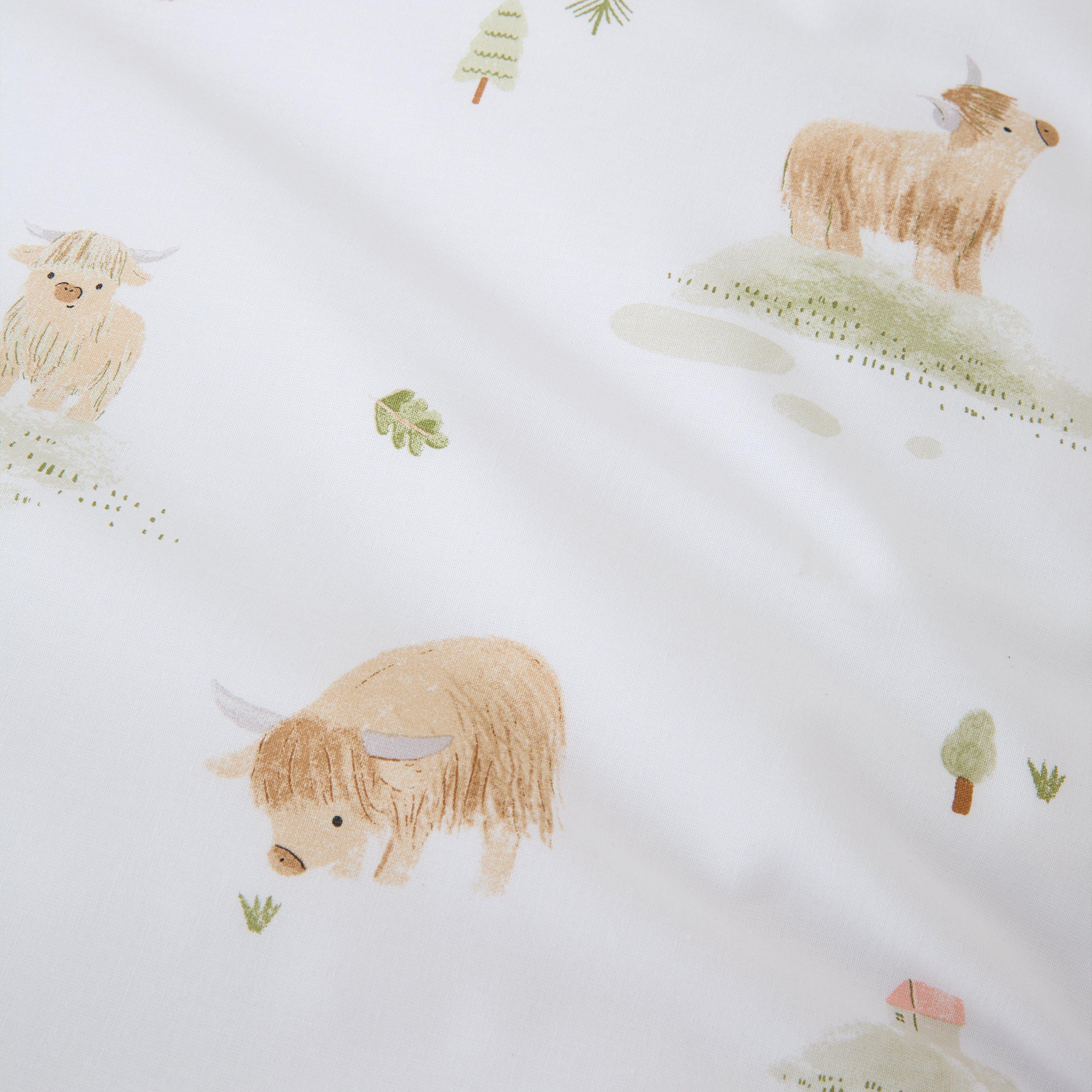 White - Bianca - Mini Moo Cow Cotton Fitted Sheet - 2
