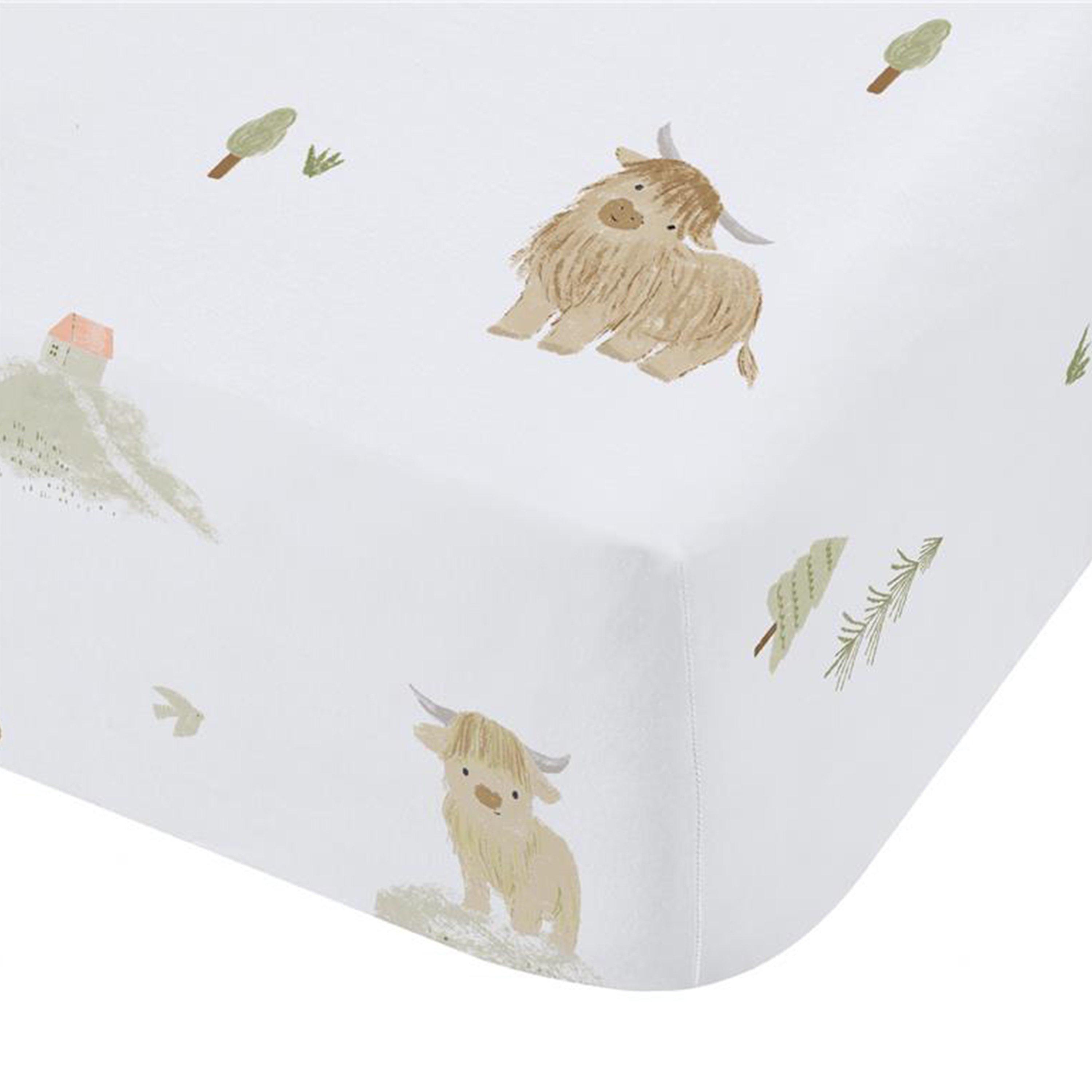 White - Bianca - Mini Moo Cow Cotton Fitted Sheet - 3