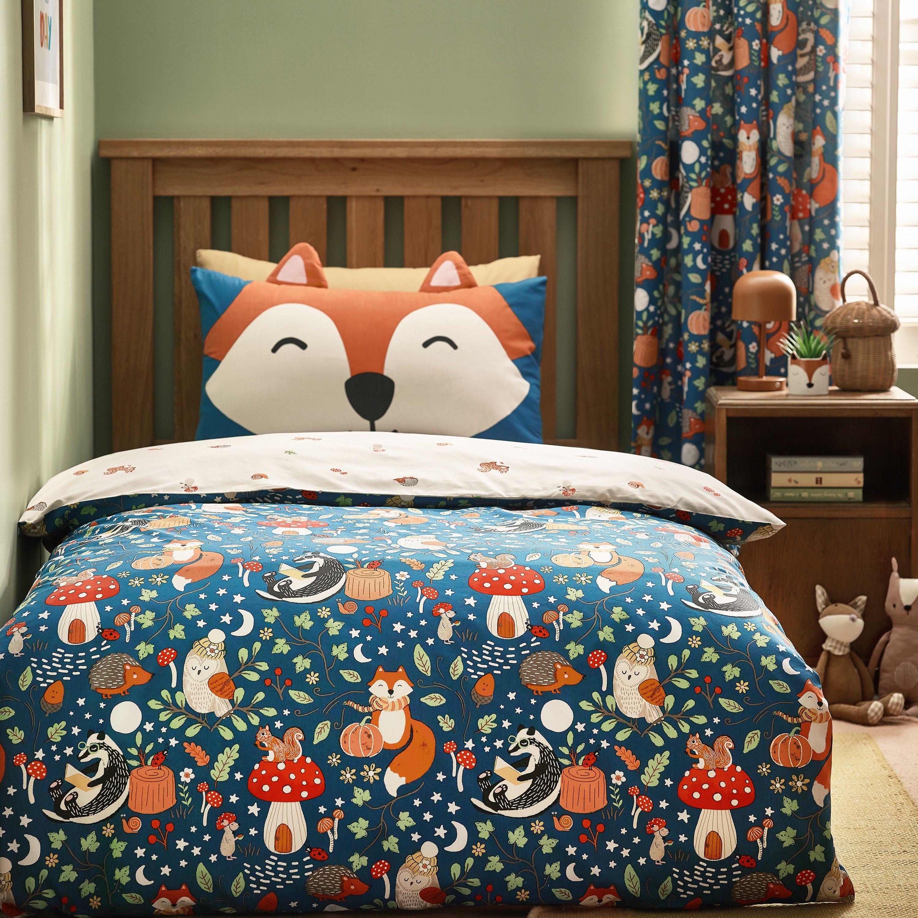 Catherine Lansfield  Kids Fox And Woodland Friends Duvet Cover Set - Green - Single