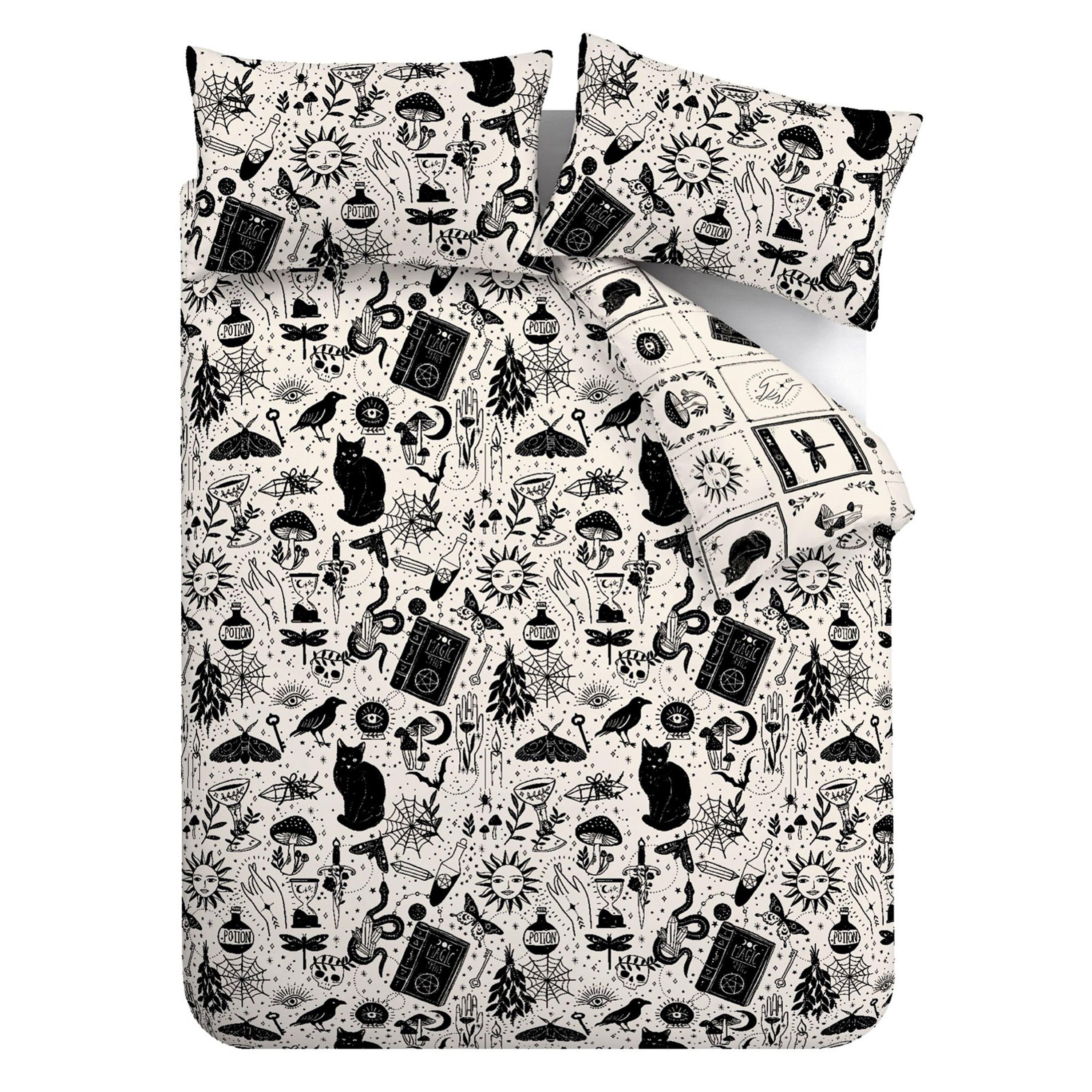 Black / Natural - Catherine Lansfield - Enchanted Witchcraft Reversible Duvet Cover Set - 5