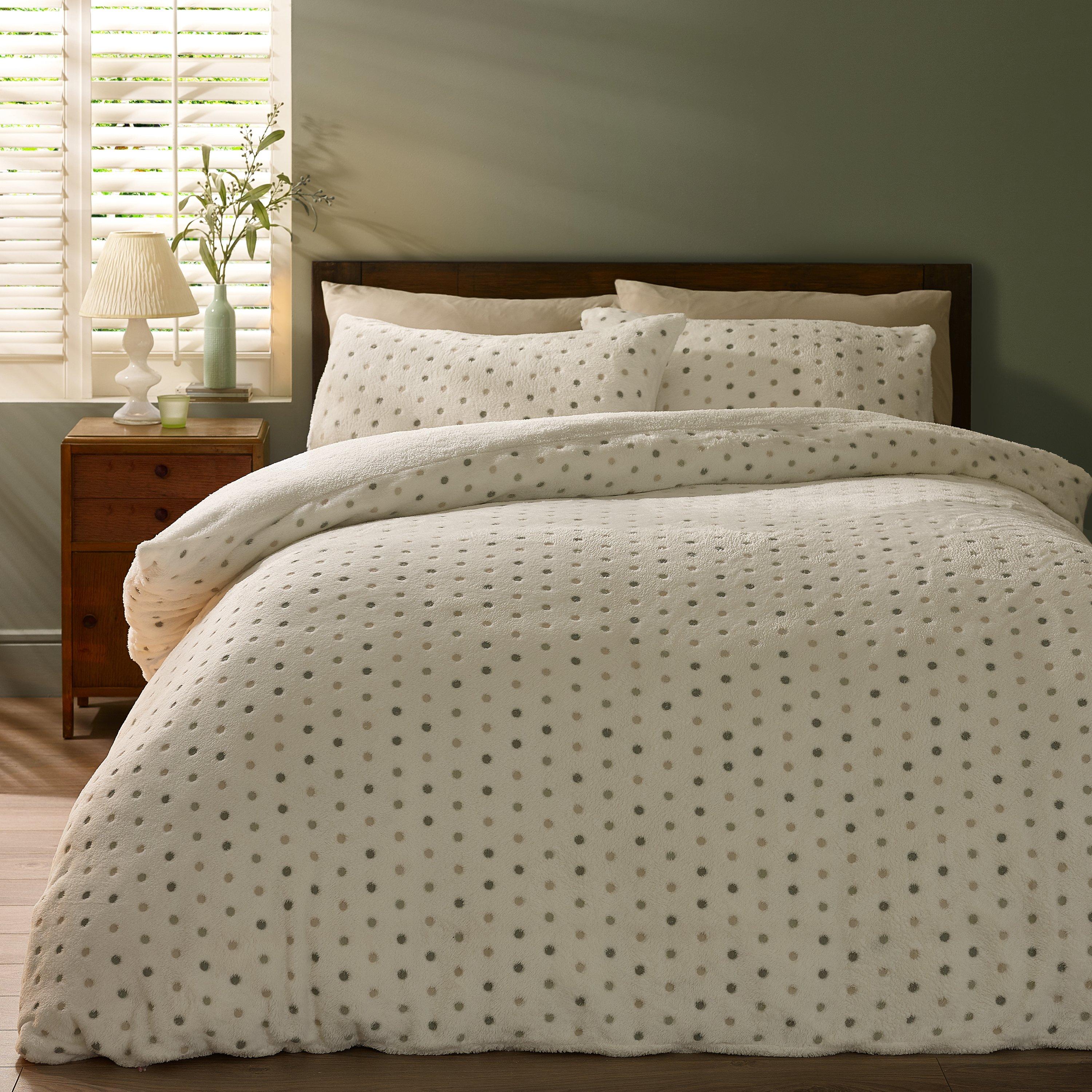 Cream - Catherine Lansfield - Cosy Spot Fleece Duvet Cover Set - 1