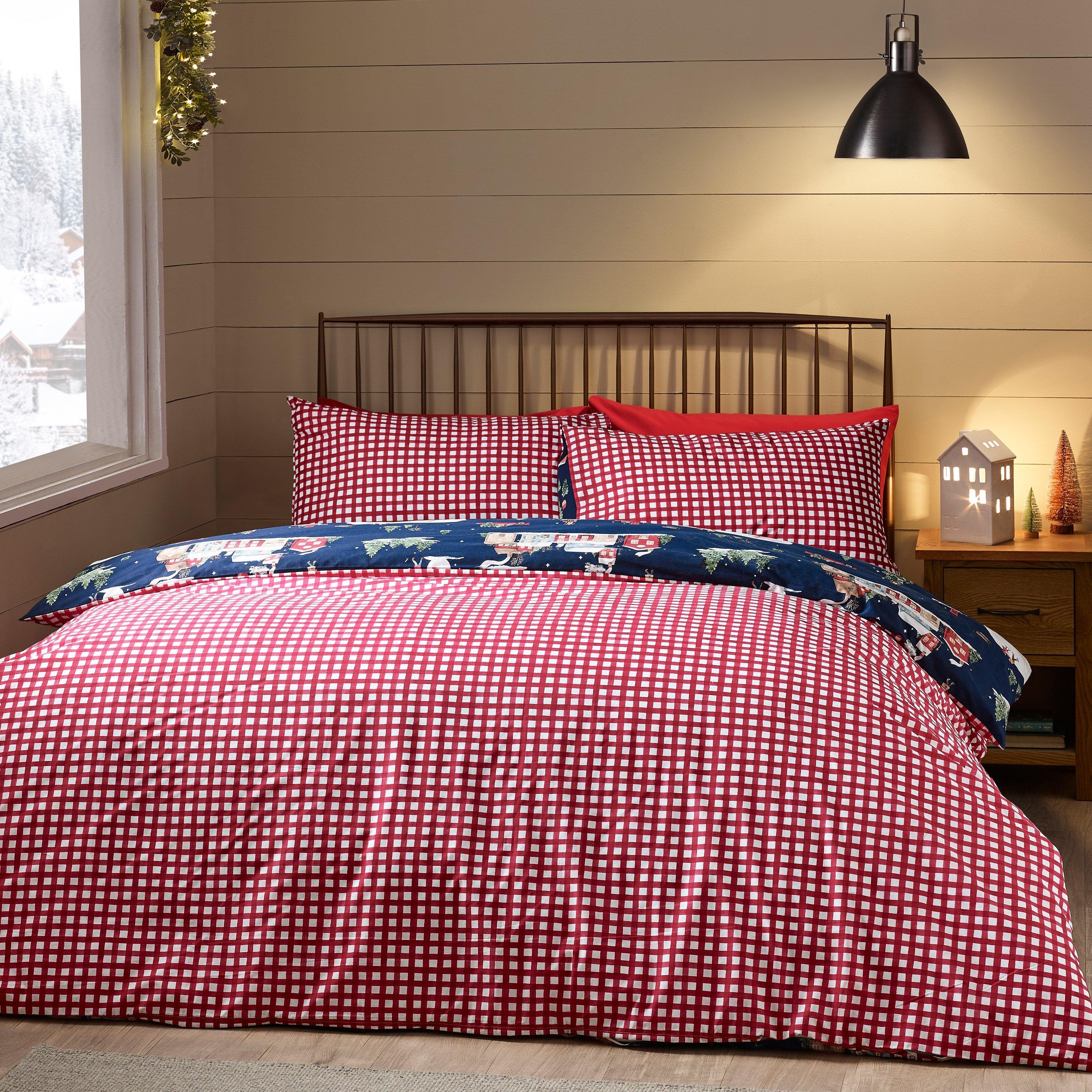Blue - Catherine Lansfield - Christmas Ski Village Reversible Duvet Cover Set - 2