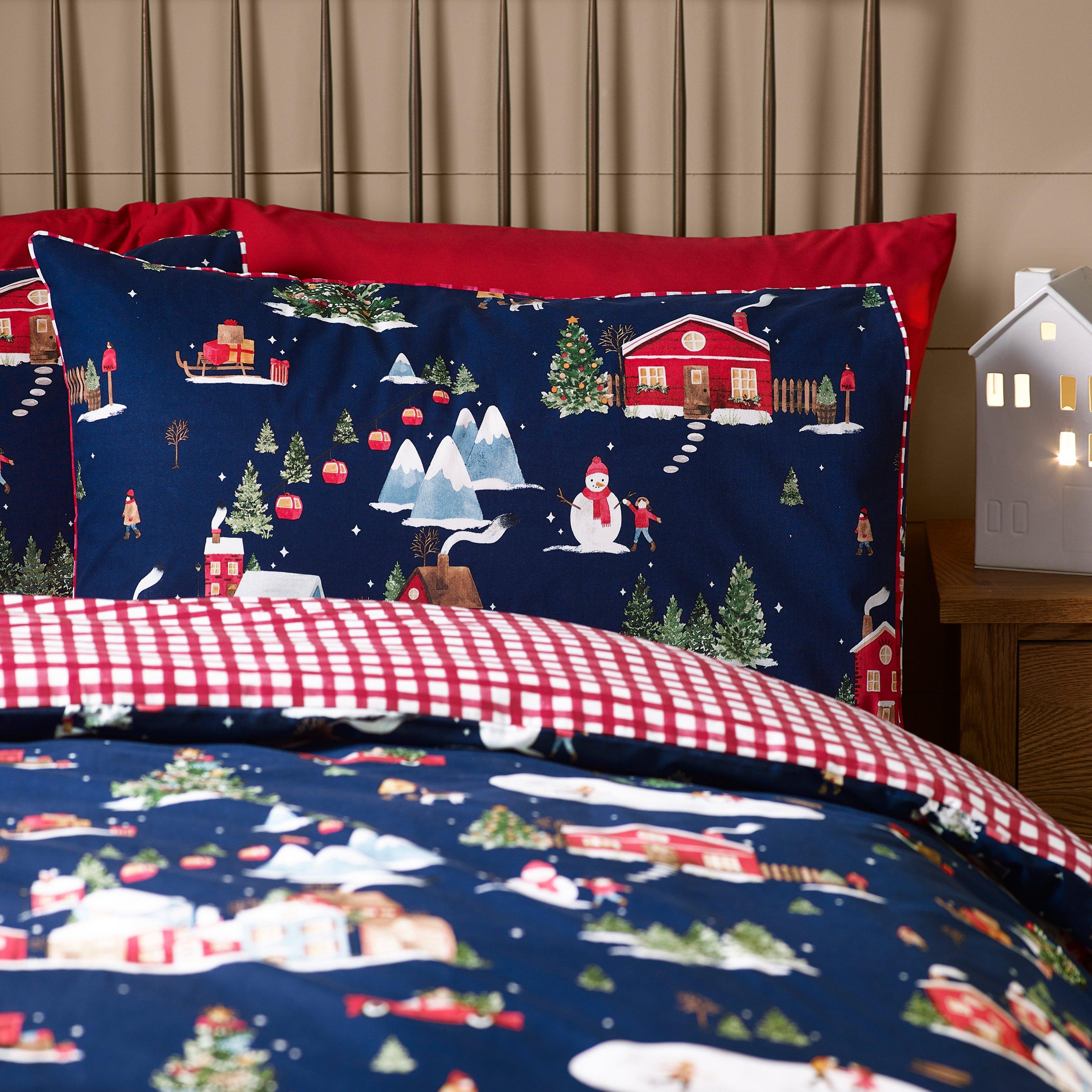 Blue - Catherine Lansfield - Christmas Ski Village Reversible Duvet Cover Set - 3